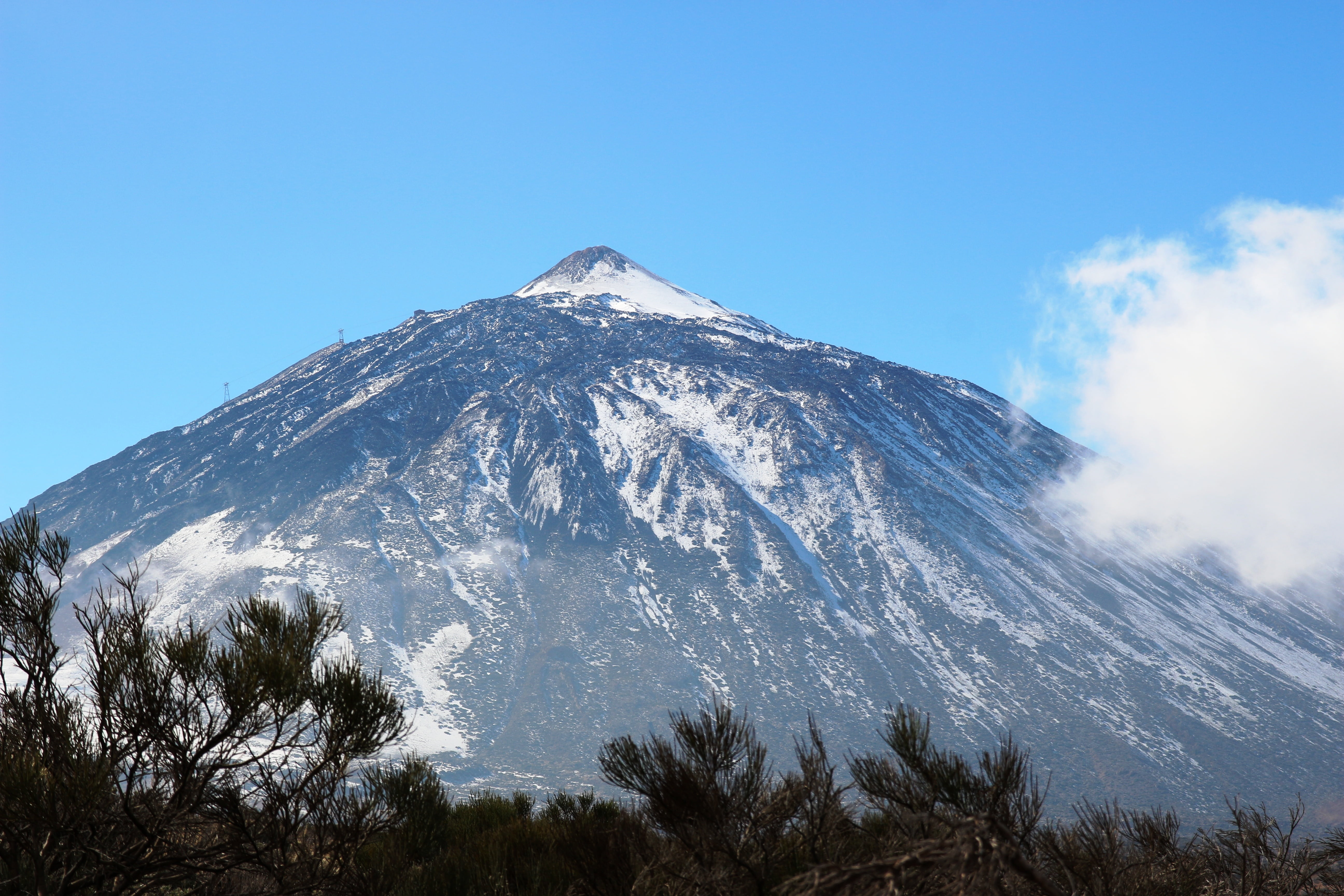 scenics - nature, 3718, plant, volcanic, mountain, teyde, canary islands, spain, snowcapped mountain, teide national park, cold temperature, tranquil scene, HD Wallpaper