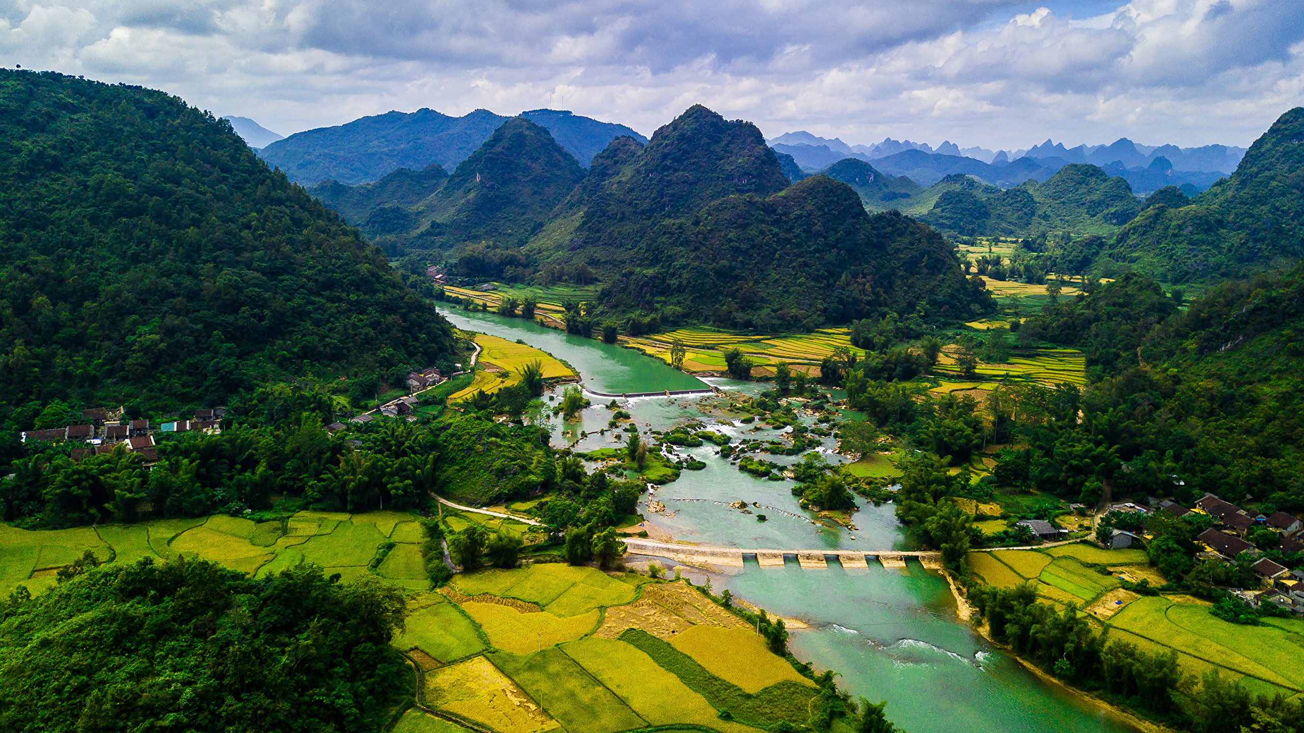 scenery, bang, fields, vietnam, cao, rivers, 2K, mountains, HD Wallpaper