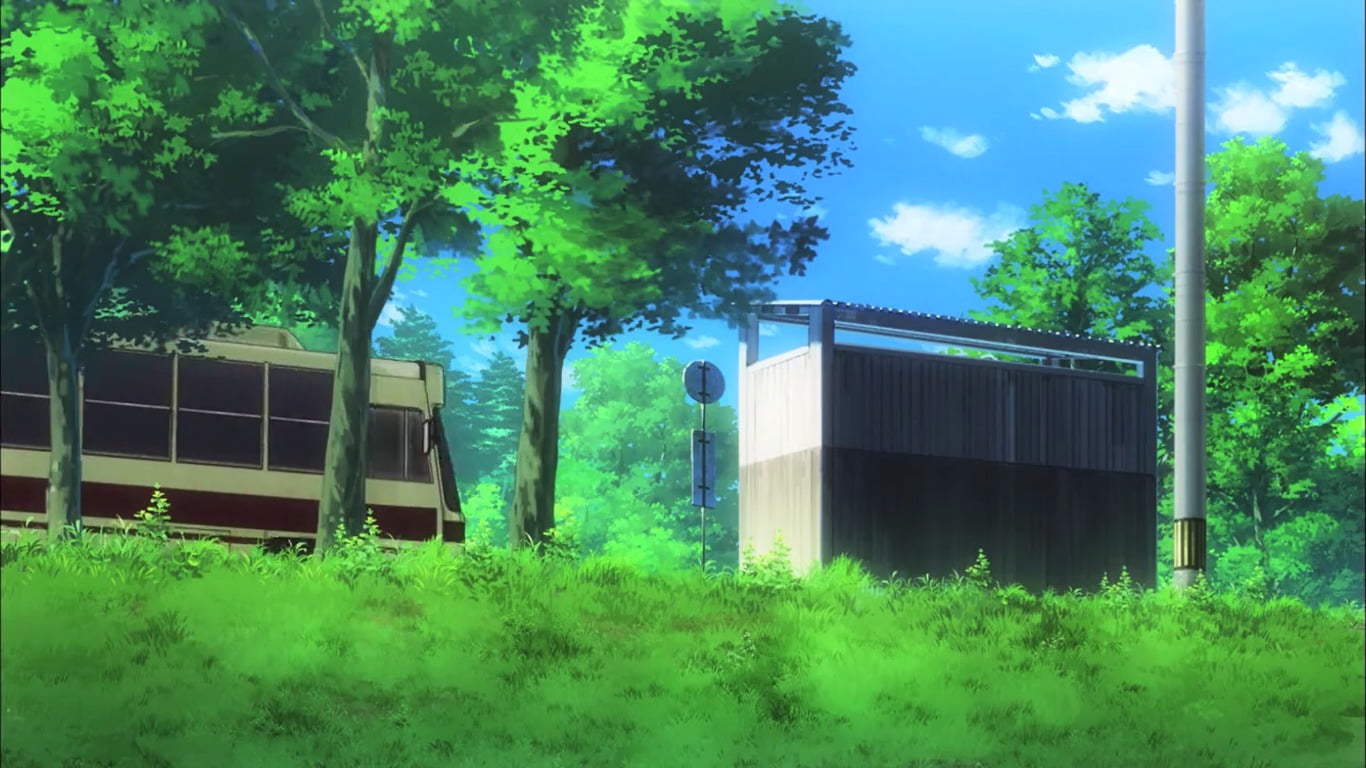 Non Non Biyori, transportation, train - vehicle, landscape, field, anime, mode of transportation, 720P, no people, rail transportation, day, truck, growth, HD Wallpaper
