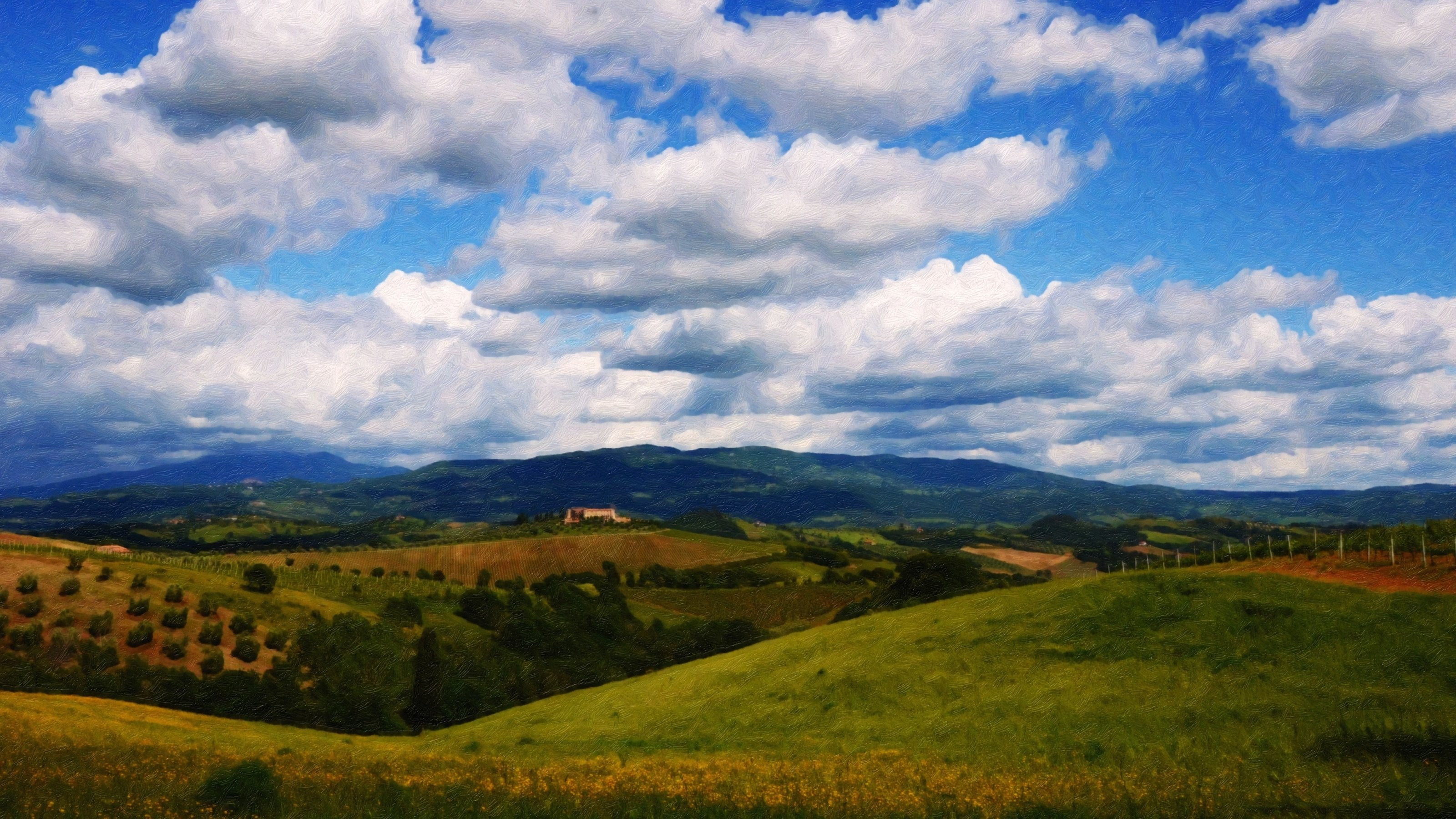 scenics - nature, Italy, cloud - sky, nature, land, field, sky, rolling landscape, tranquil scene, day, environment, beauty in nature, artwork, non-urban scene, HD Wallpaper