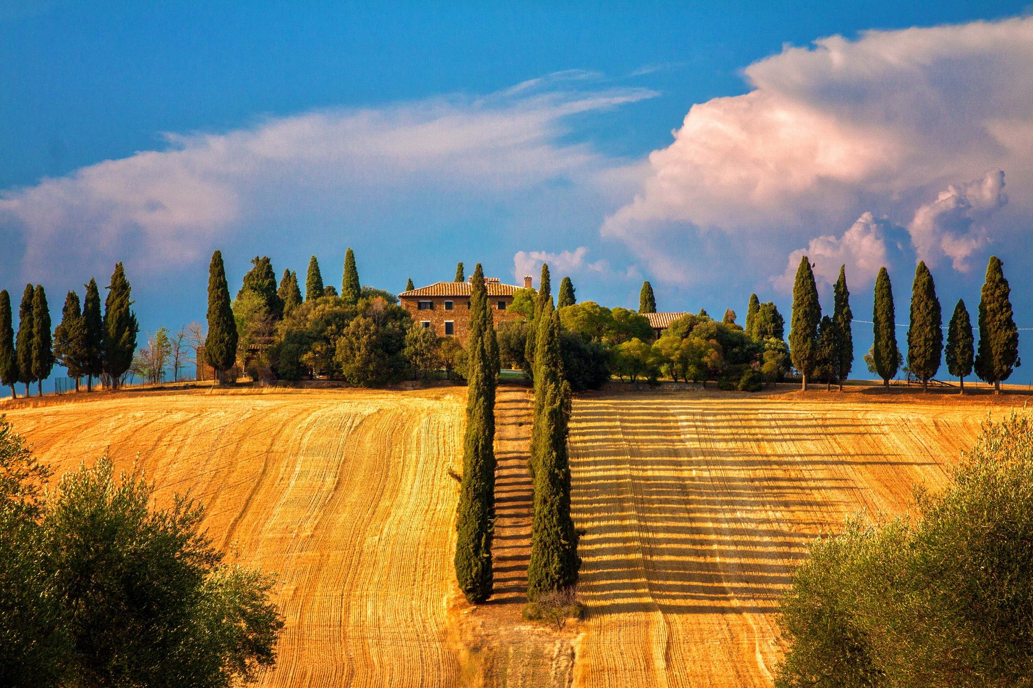 summer, tuscany, house, 1080P, toskana, villa, cottage, country, HD Wallpaper