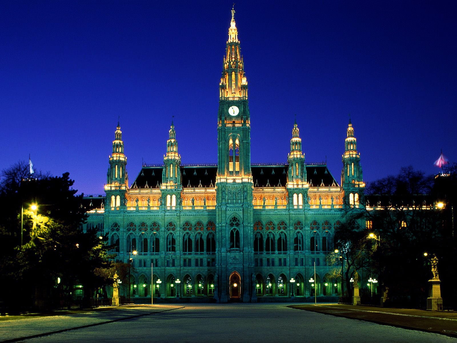 built structure, lights, gothic style, structure, government, palace, nature, blue, architecture, 720P, building exterior, building, city, concrete, no people, HD Wallpaper
