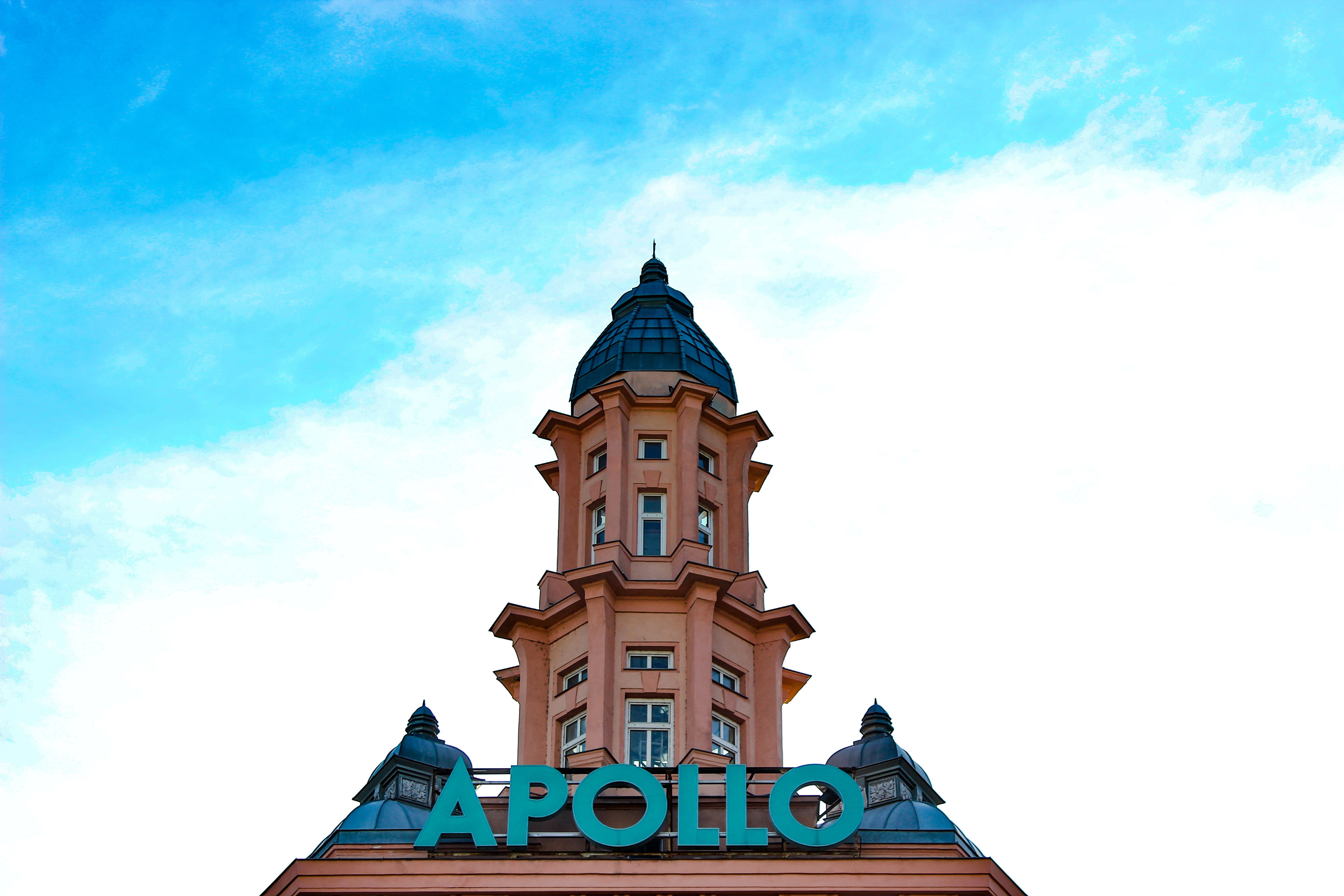 religion, blue, Apollo, spire, building exterior, no people, day, the past, low angle view, belief, place of worship, rooftops, travel destinations, cloud - sky, HD Wallpaper