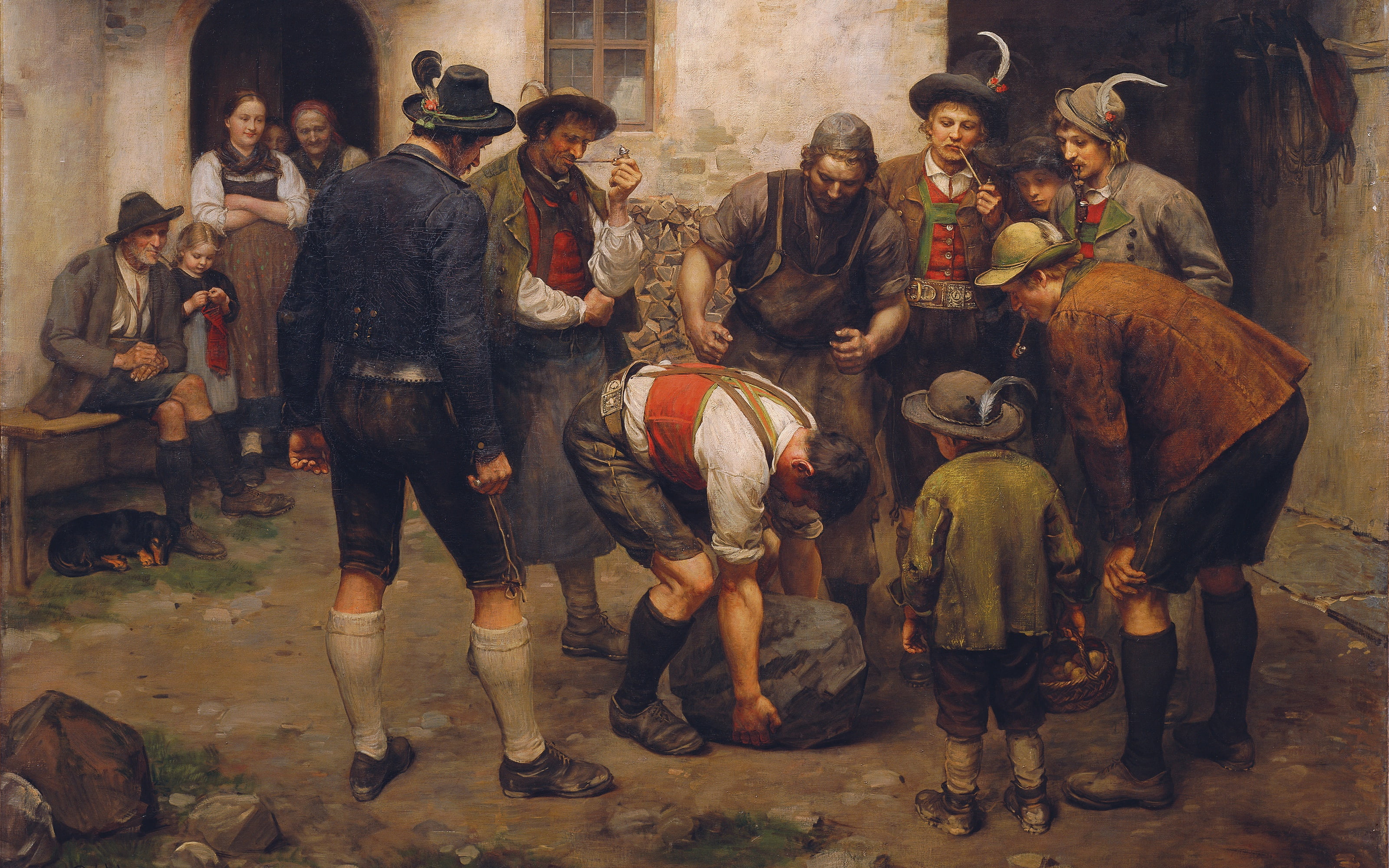 2K, Franz Defregger, Power test, Test of strength, Kunsthistorisches Museum ( Vienna ), Franz von Defregger, Austrian painter, The Trial Of Strength, The Museum of art history ( Vienna ), HD Wallpaper