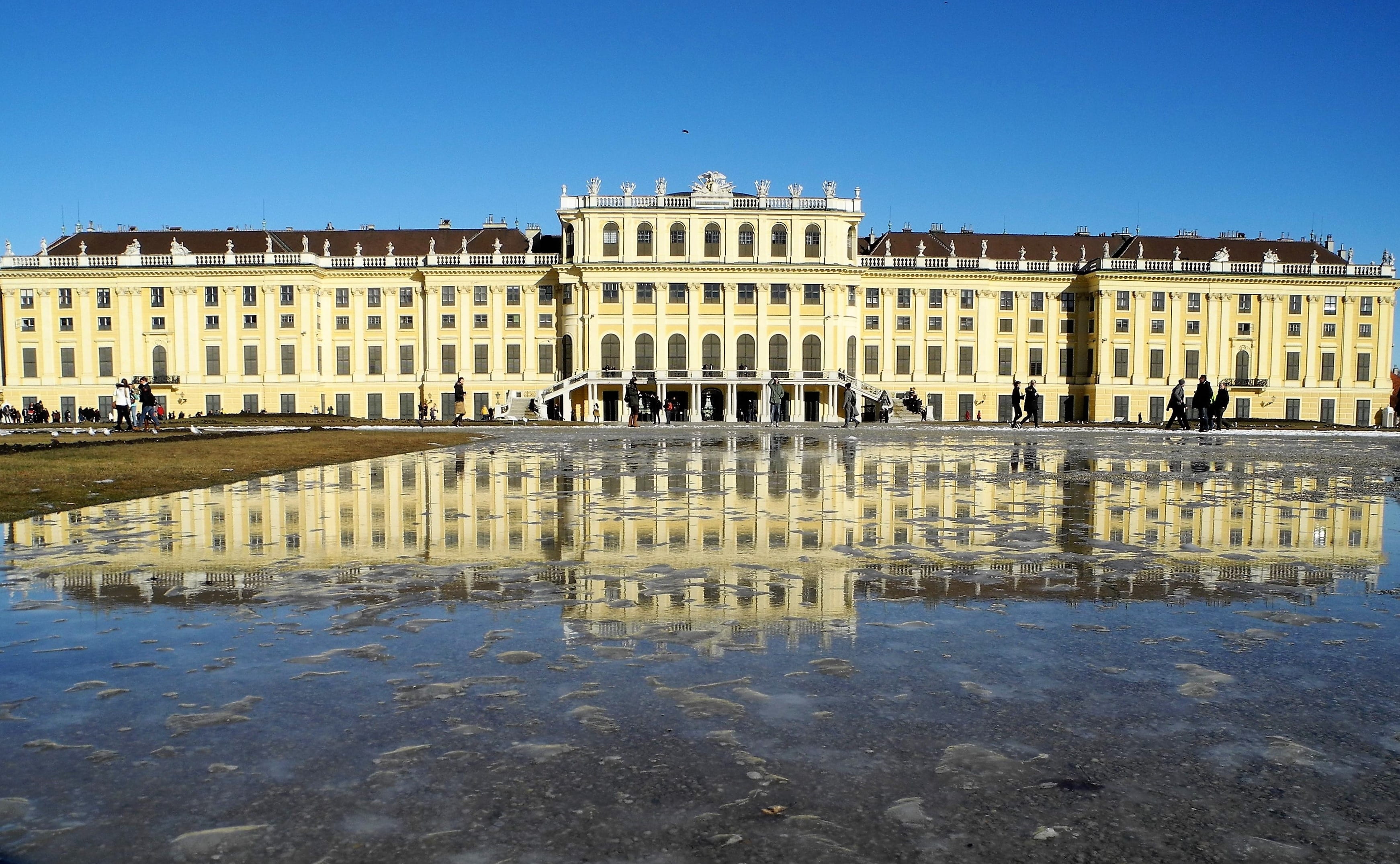 building exterior, history, architecture, reflection, nature, city, the past, travel, Mirroring, mansion, tourism, built structure, palace, water, 2K, HD Wallpaper