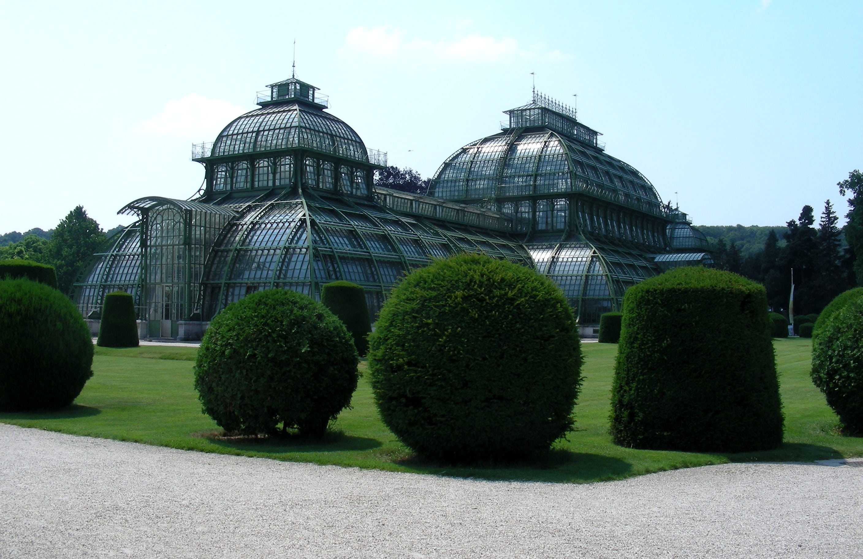 dome, hedge, garden, schönbrunn, monarchy, sky, government, castle park, vienna, built structure, tourism, austria, city, palm house, building exterior, HD Wallpaper