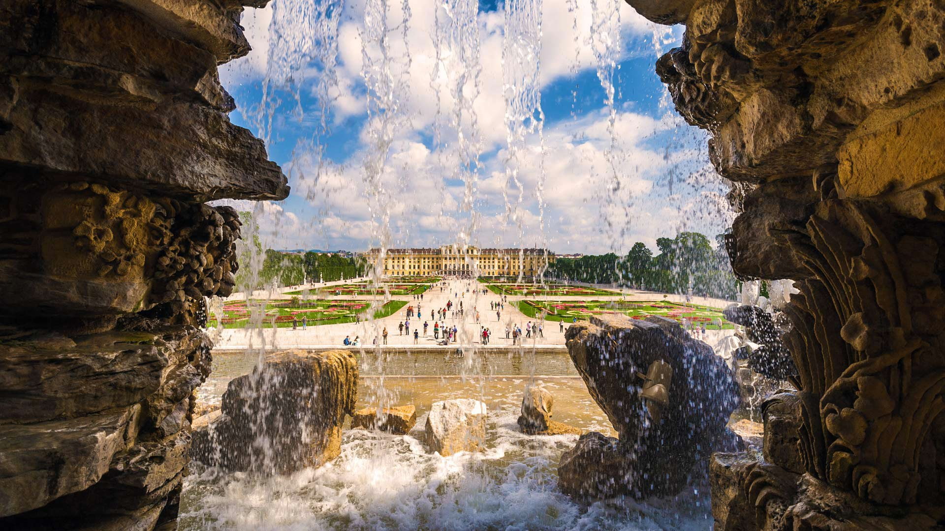 1080P, Garden, Palaces, Schönbrunn Palace, Austria, Palace, Vienna, Fountain, HD Wallpaper