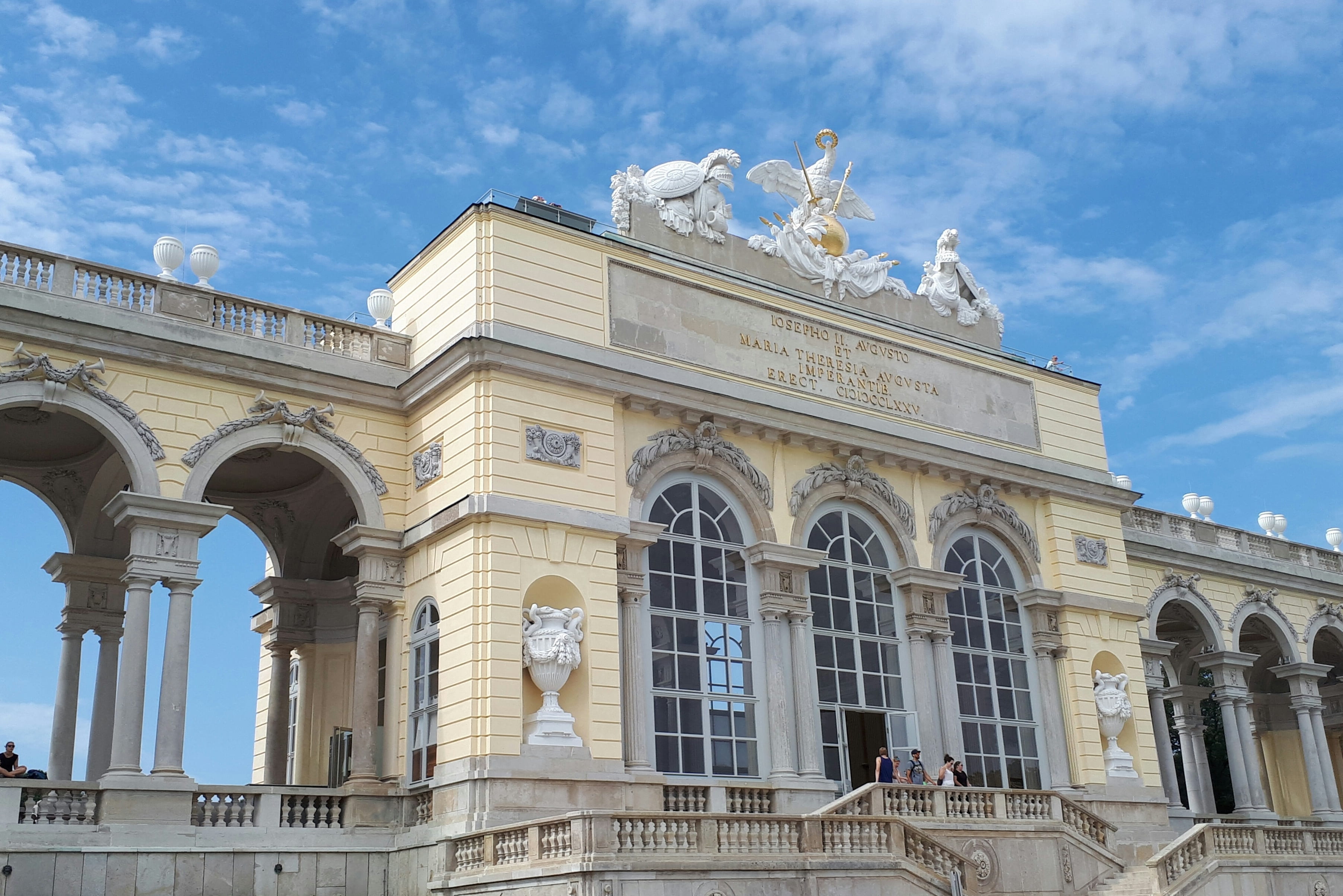 gloriette, 2K, castle park, tourism, outdoors, austria, monarchy, vienna, schönbrunn, built structure, historical city, architecture, arch, schönbrunn palace, HD Wallpaper