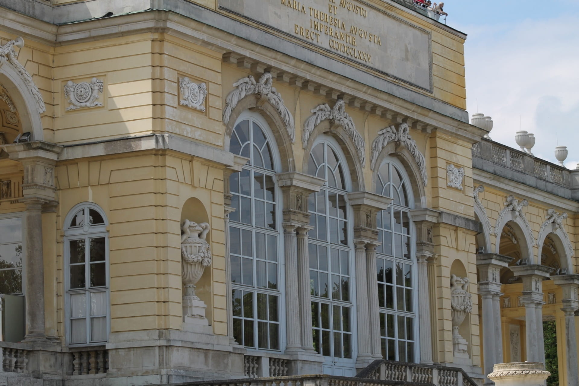 austria, architecture, gloriette, outdoors, arch, history, monarchy, places of interest, window, the past, low angle view, architectural column, no people, HD Wallpaper
