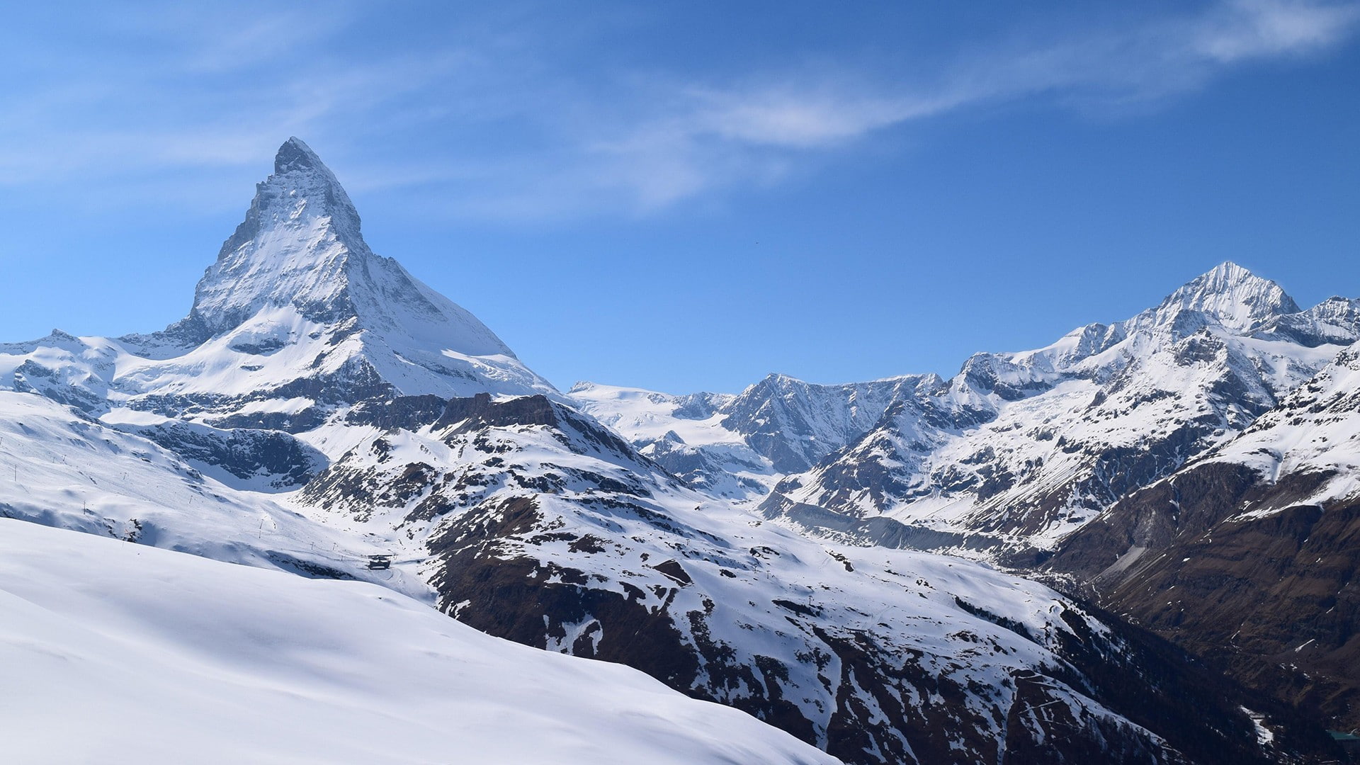 mountain, outdoors, tranquility, scenics - nature, tranquil scene, nature, cold temperature, mountain peak, snow, mountains, cloud - sky, mountain range, HD Wallpaper