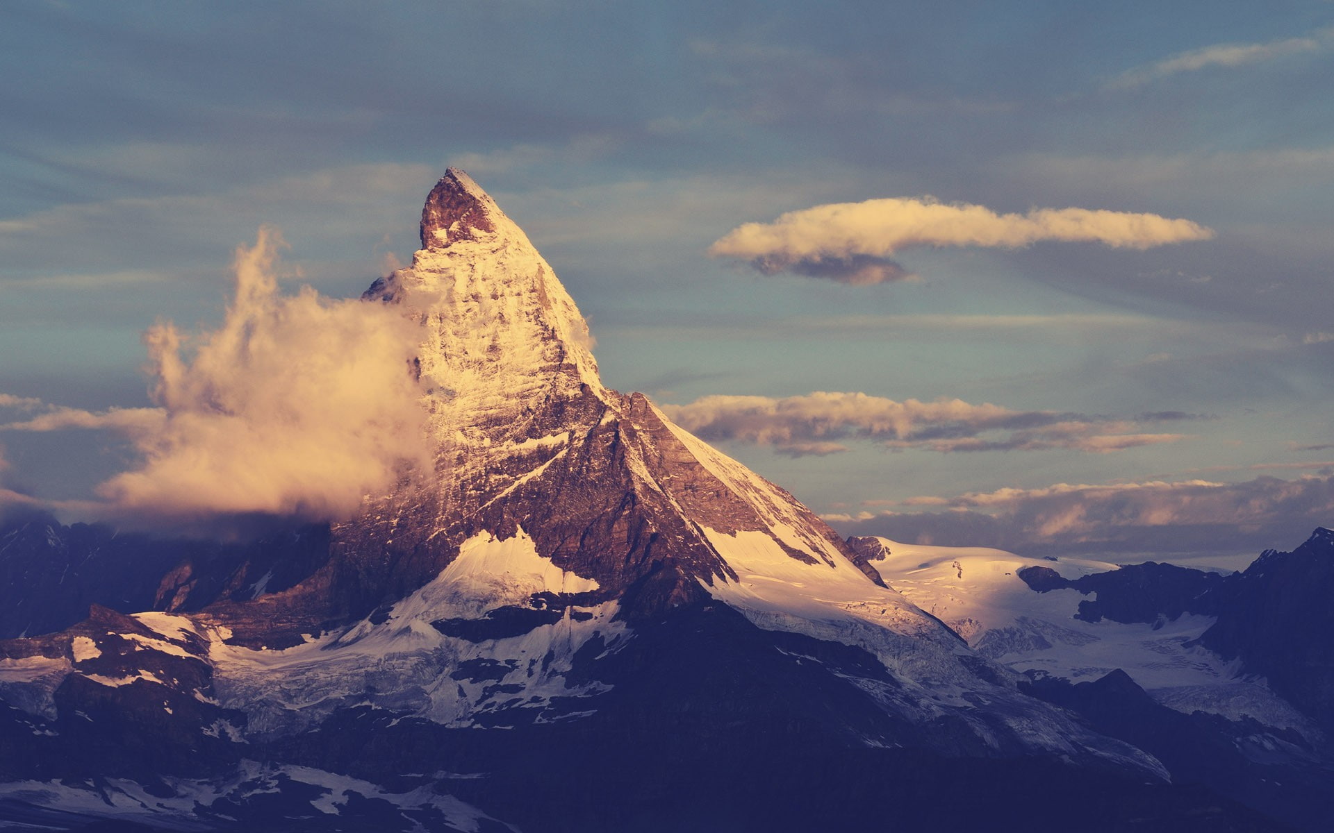 nature, clouds, landscape, sky, 1080P, mountains, Matterhorn, HD Wallpaper