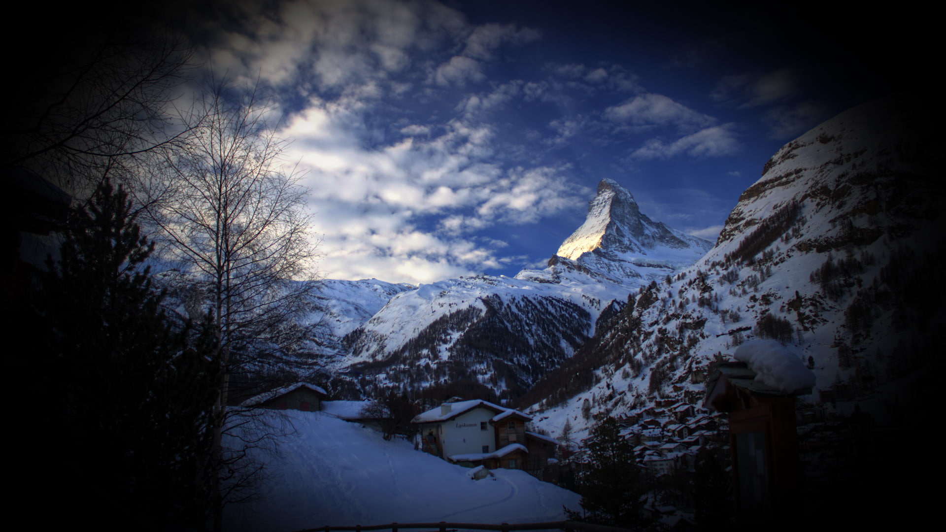 snow, snowcapped mountain, cold temperature, beauty in nature, house, no people, trees, cloud - sky, tranquility, winter, tranquil scene, environment, mountain, HD Wallpaper