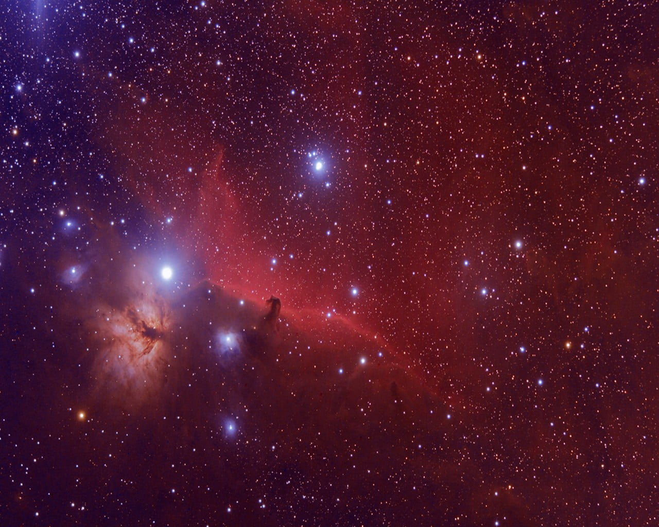  galaxy, Flame Nebula, bright, glowing, milky way, astronomy, space, beauty in nature, Horsehead Nebula, light - natural phenomenon, constellation, HD Wallpaper