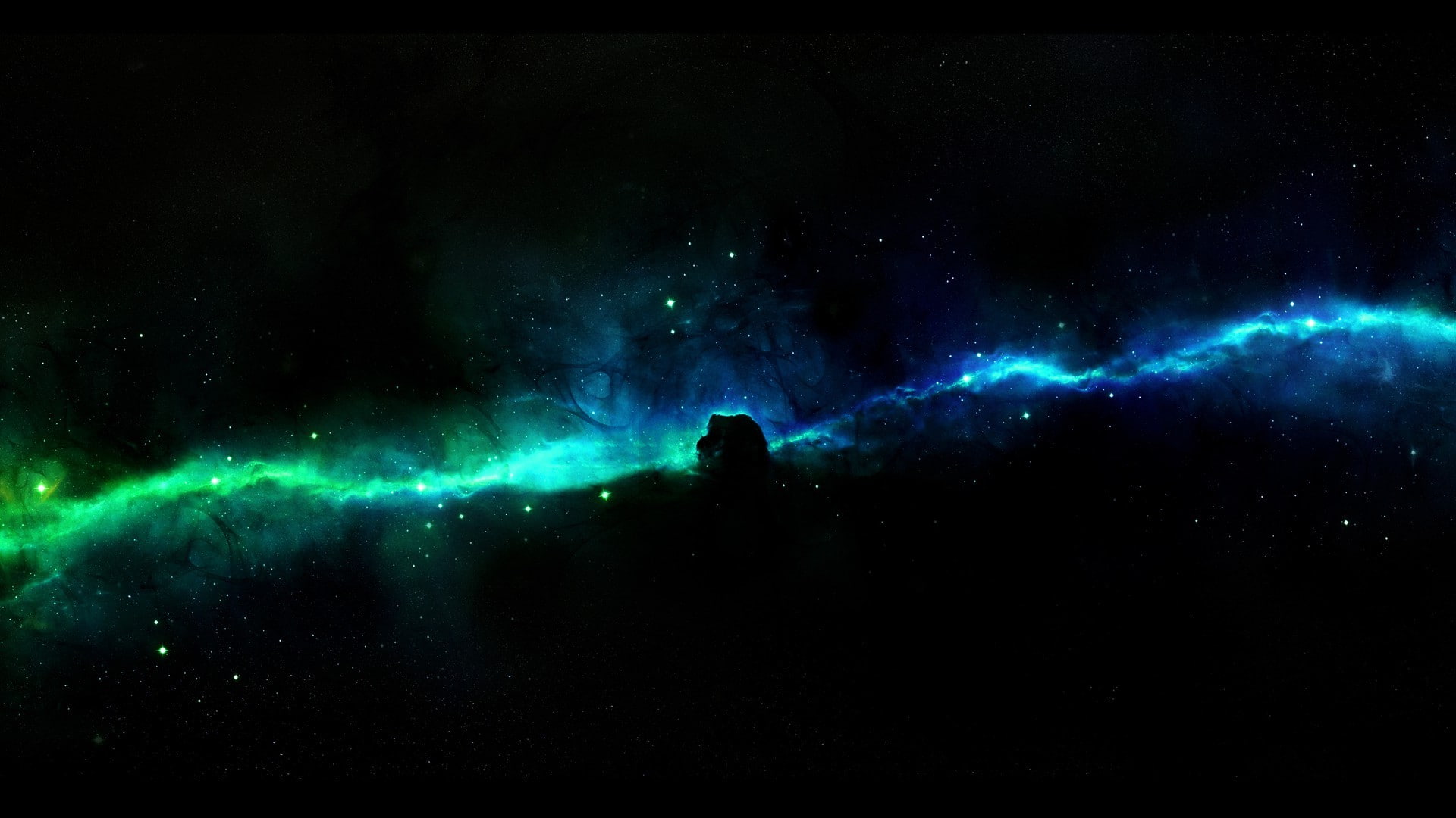 cloud - sky, scenics - nature, sky, Horsehead Nebula, star - space, light - natural phenomenon, night, nature, astronomy, 1080P, blue, nebula, space, galaxy, HD Wallpaper