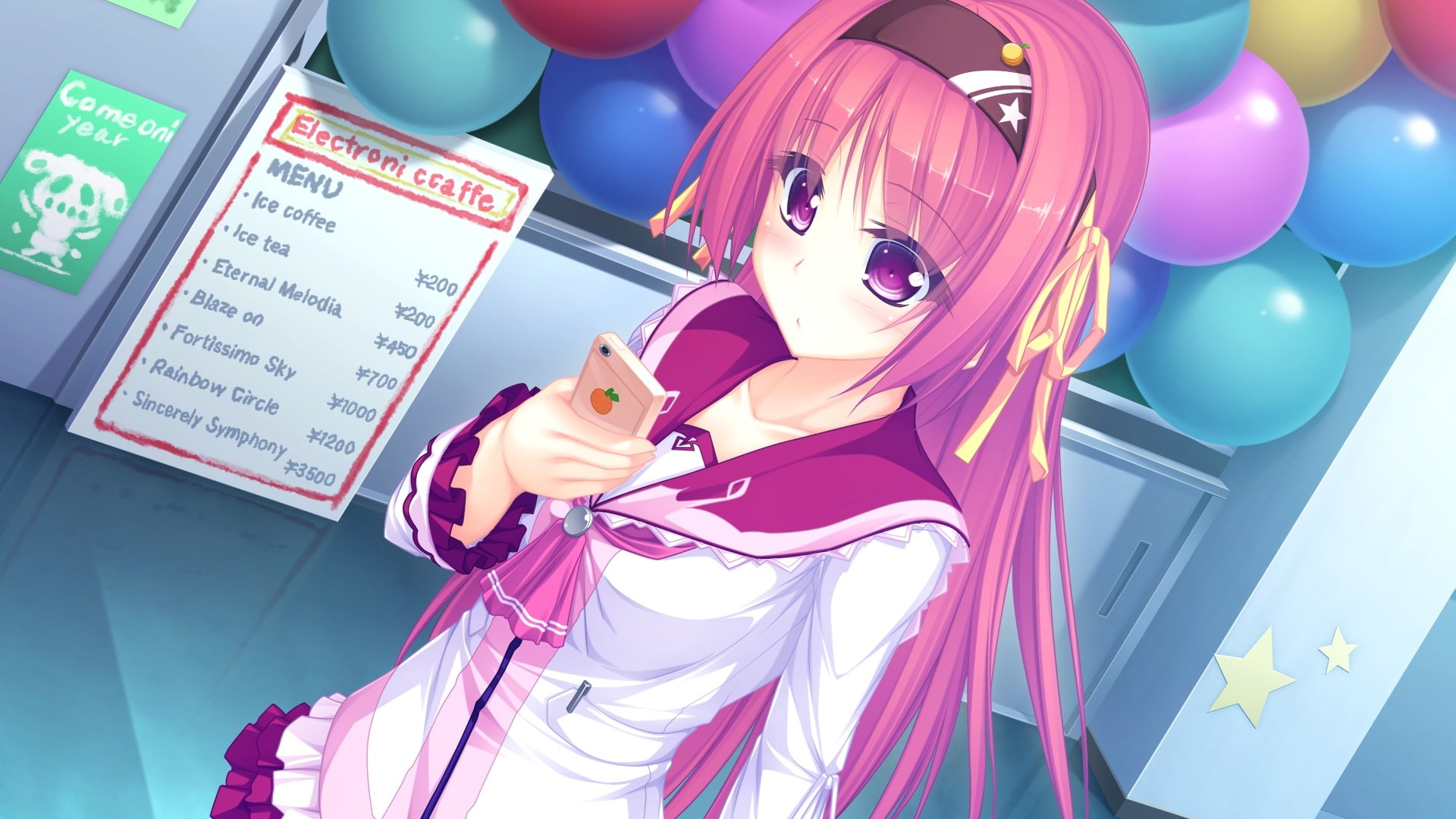 headband, mikan, tenmaso, hair, 1080P, long, usotsuki, purple, eyes, ribbons, game, nayameru, whirlpool, ohime sama, phone, ouji, kurimiya, seifuku, HD Wallpaper