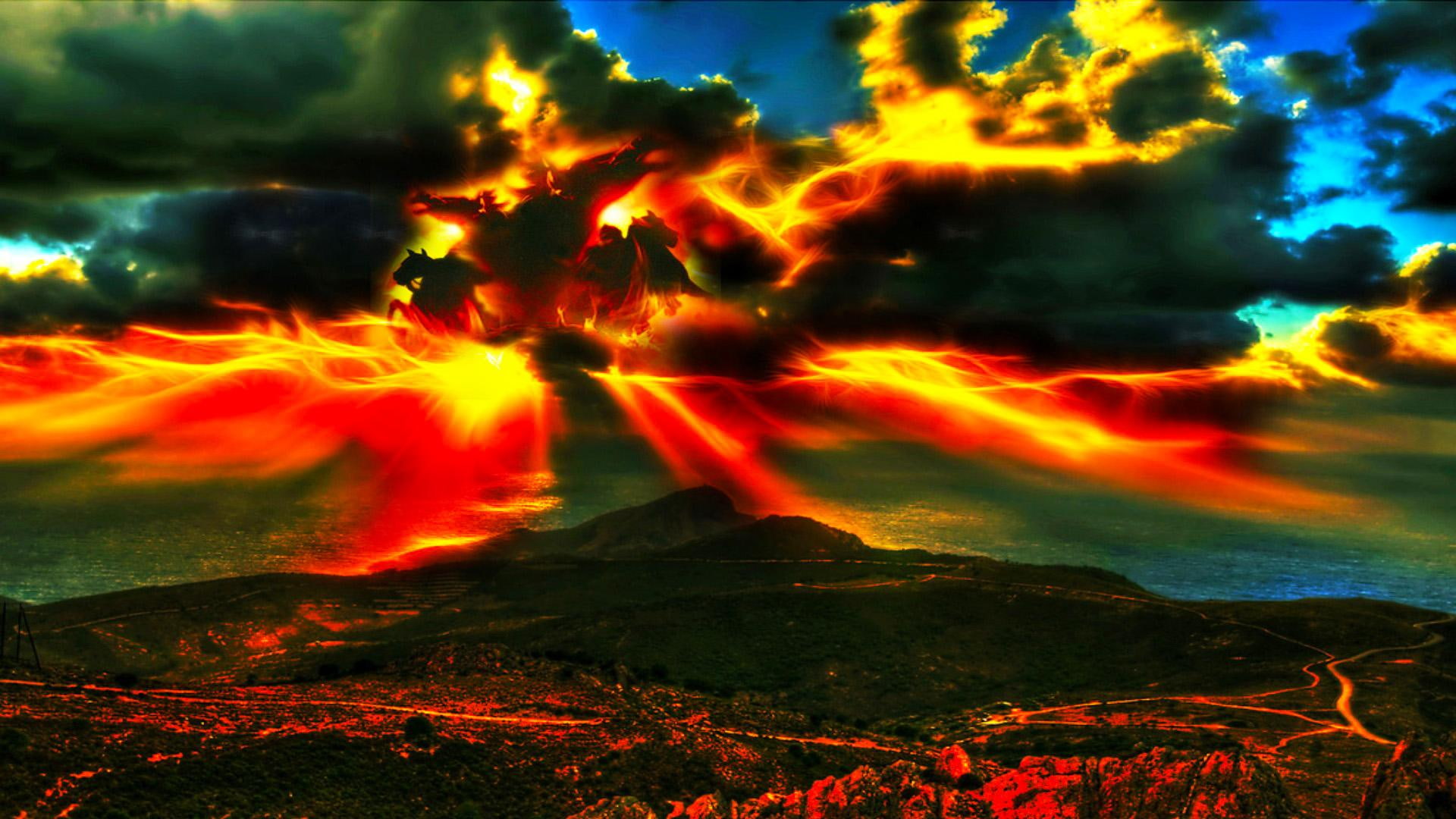 abstract, mountain, 1080P, clouds, supernova, 3d and abstract, HD Wallpaper