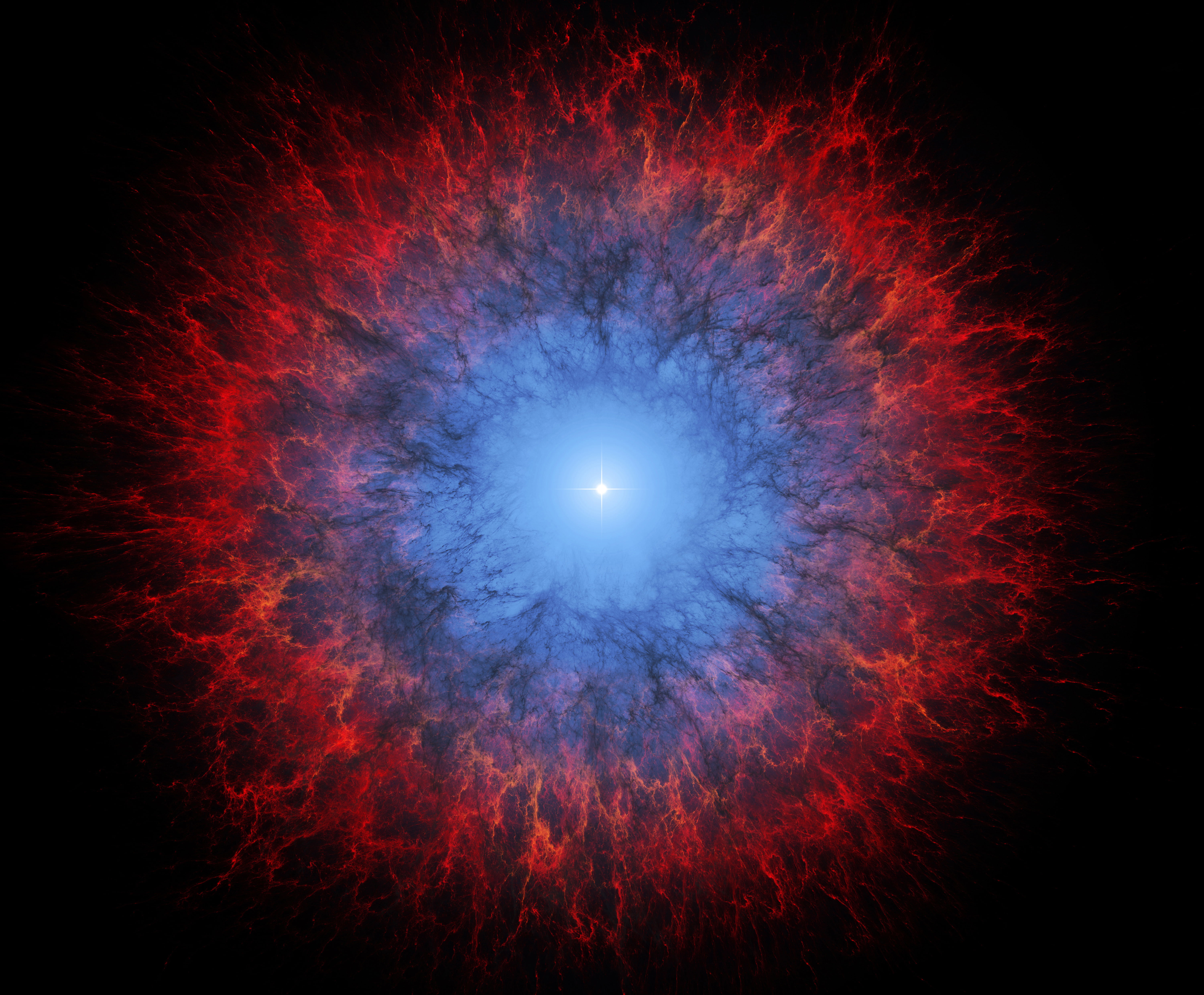 illuminated, nature, single object, beauty in nature, supernova, sky, the universe, night, star, circle, mystery, 5K, red, no people, blue, HD Wallpaper