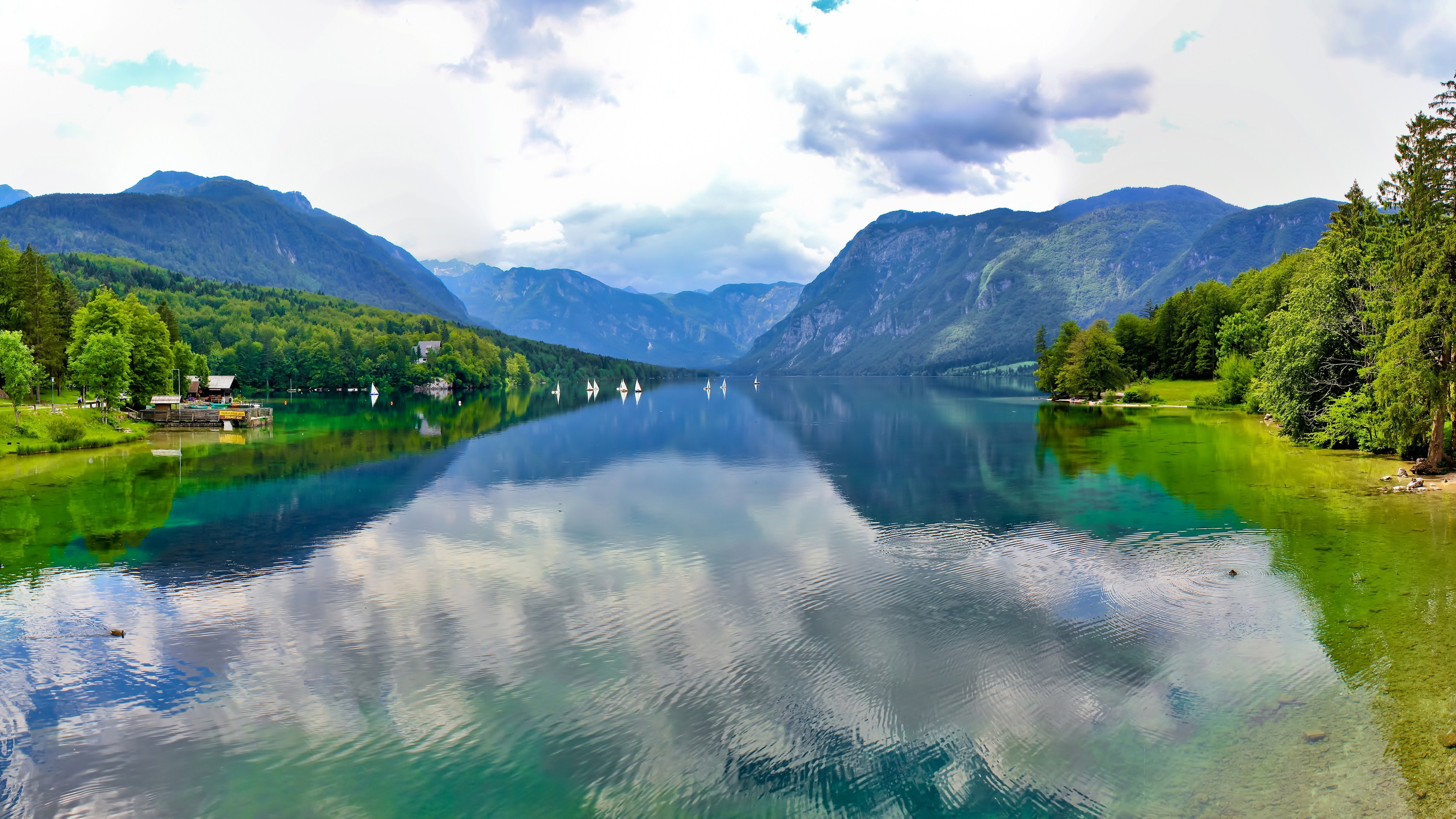lake, mountain, mount scenery, reflection, water, bank, lake bohinj, tarn, nature, triglav national park, nature reserve, 4K, sky, wilderness, highland, HD Wallpaper