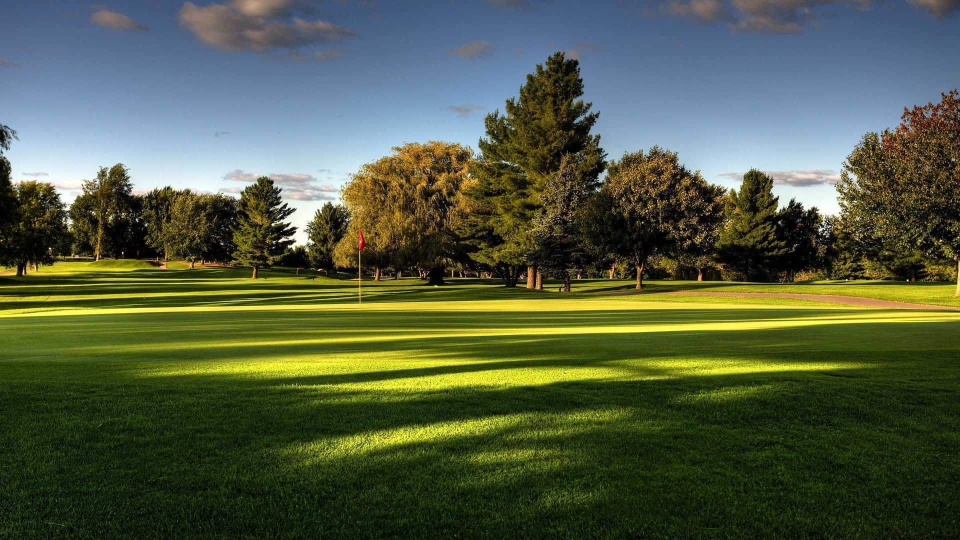 1080P, clean, beauty in nature, tranquil scene, sky, golf course, shadow, no people, outdoors, green color, nature, scenics - nature, green - golf course, HD Wallpaper