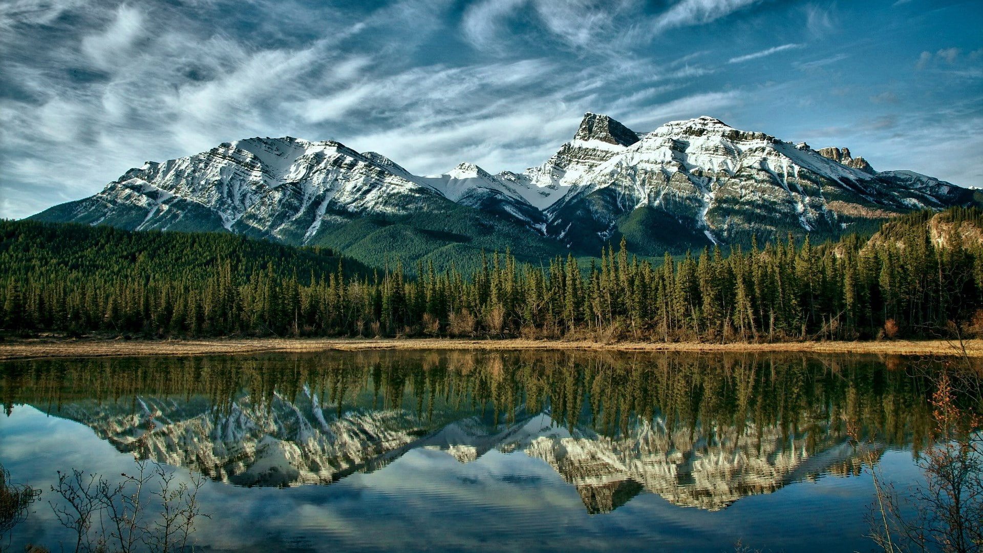 water, no people, snowcapped mountain, tranquil scene, outdoors, lake, reflection lake, winter, tranquility, snow, cold temperature, mountain range, mountain, HD Wallpaper