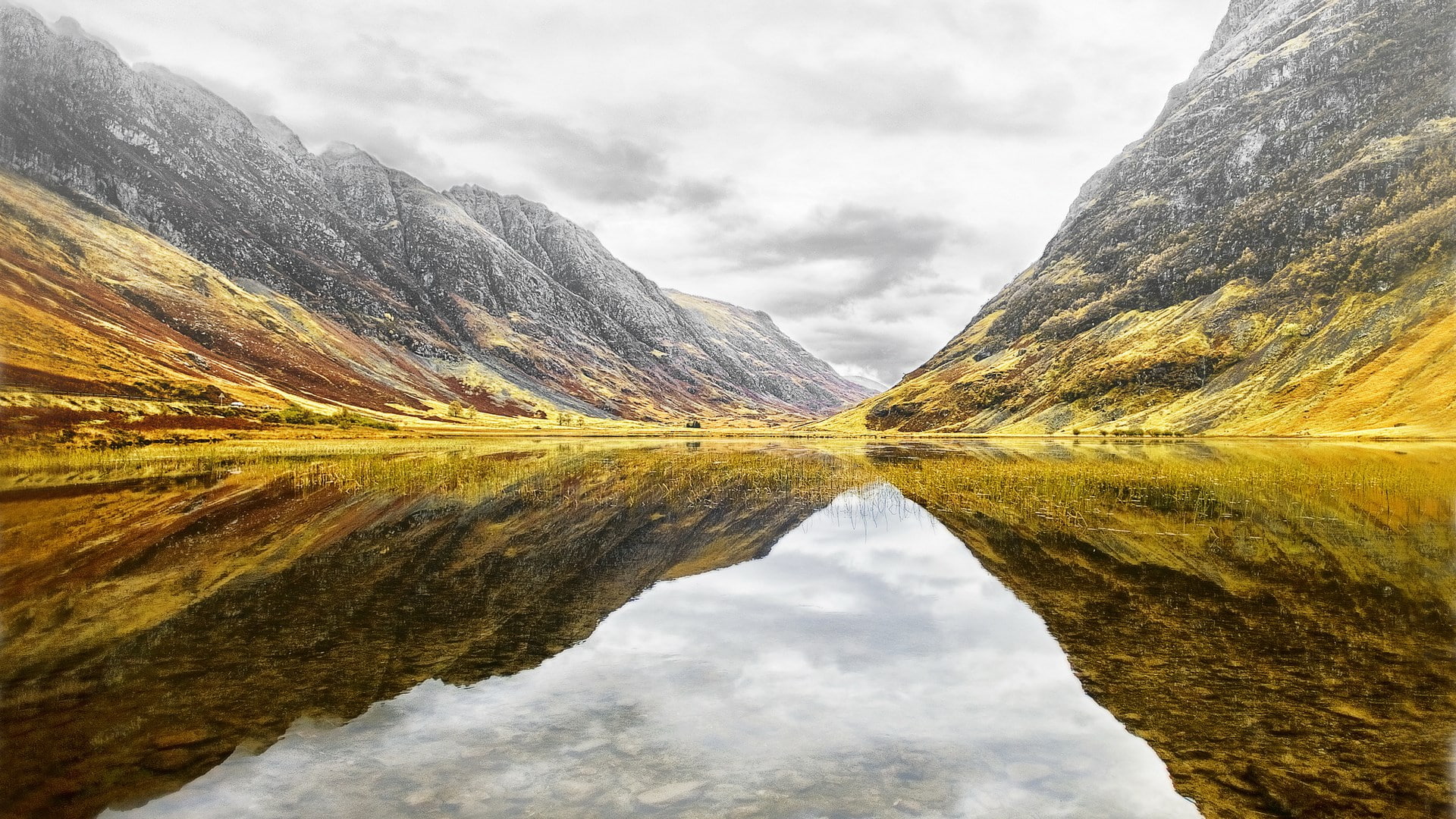 idyllic, lake, water, landscape, tranquility, no people, sky, 1080P, environment, non-urban scene, symmetry, best amazing nature  1920x1080, outdoors, HD Wallpaper