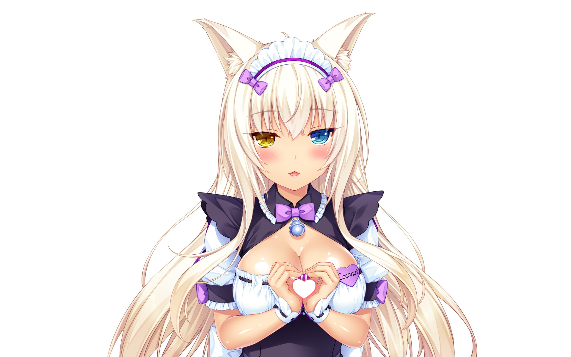 cut out, 1080P, hair, headshot, white background, Anime, celebration, blond hair, portrait, young adult, beautiful woman, one person, Nekopara, art and craft, HD Wallpaper