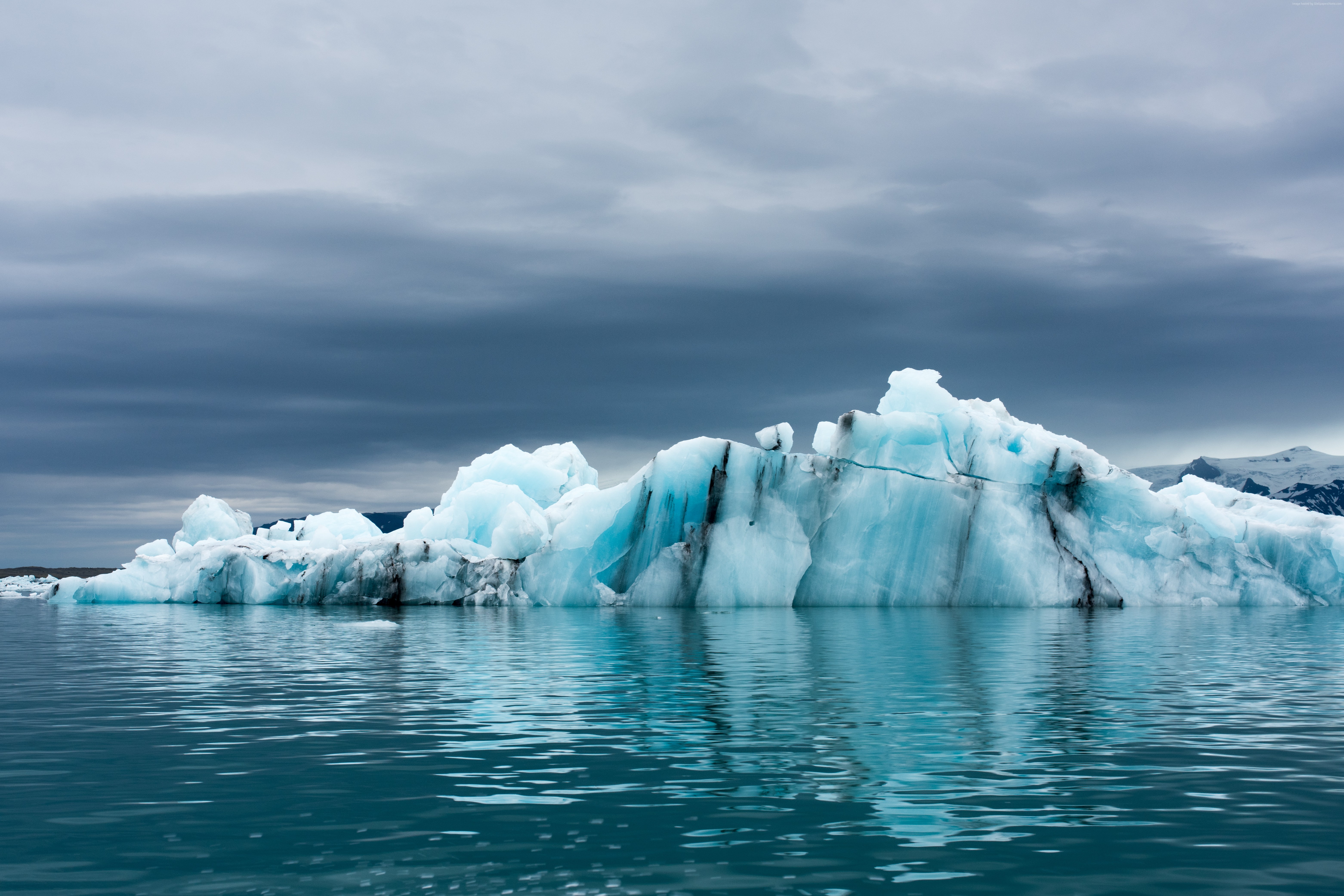 nature, lagoon, water, ice, glacier, scenics - nature, frozen, landscape, environment, tranquility, melting, ocean, outdoors, Antarctica, 5K, sky, tranquil scene, HD Wallpaper