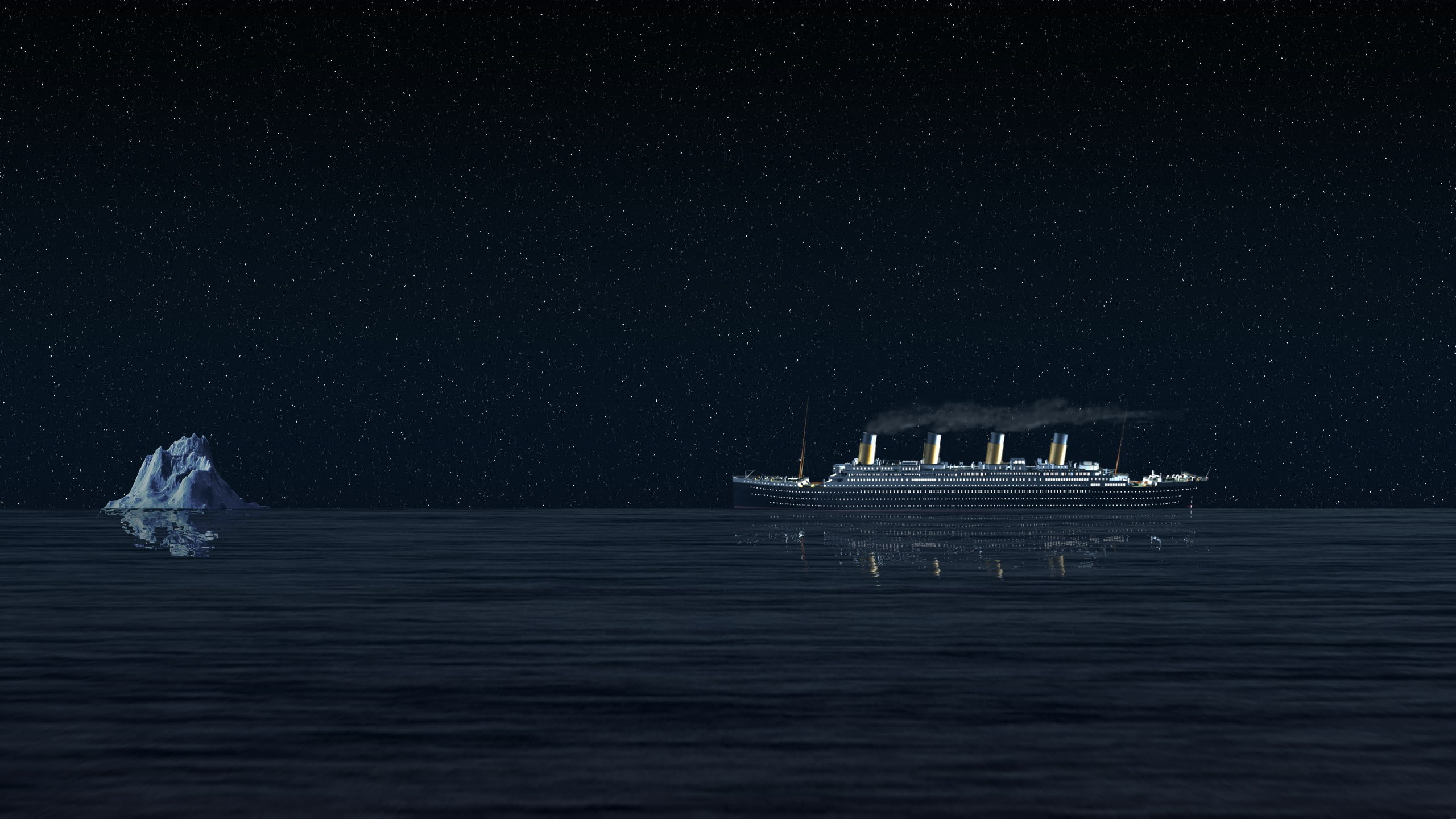 night, history, Iceberg, 2K, titanic, ship, Starry Night, sea, HD Wallpaper