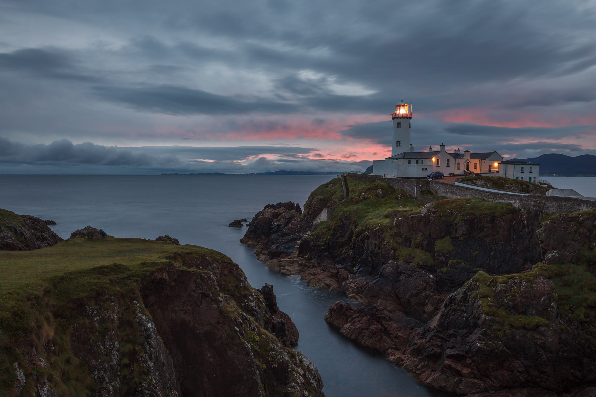 sea, paint, wall, 1080P, white, coastline, fanad, lighthouse, HD Wallpaper