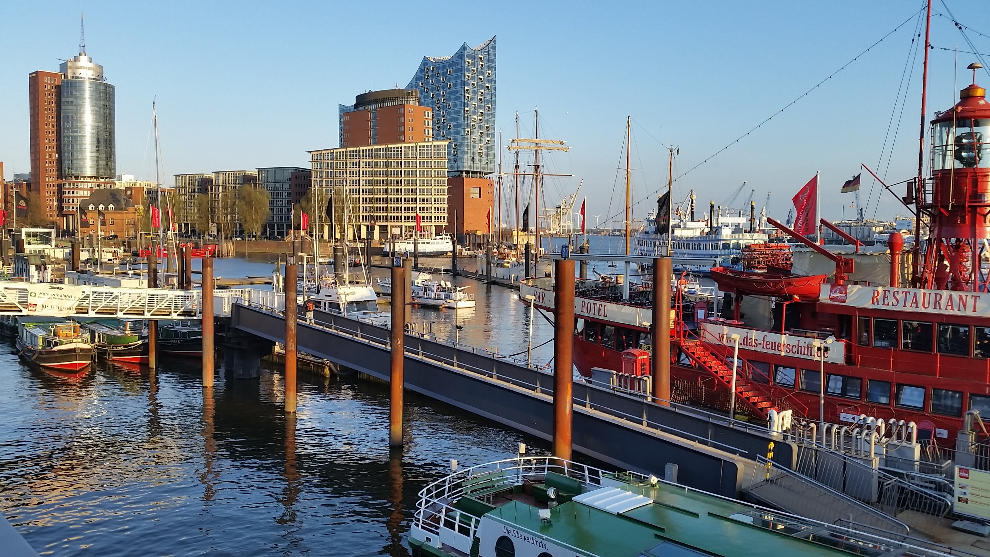 wooden post, water, nautical vessel, ship, elbe philharmonic hall, moored, 2K, city, industry, pier, body, white, built structure, passenger craft, day, HD Wallpaper