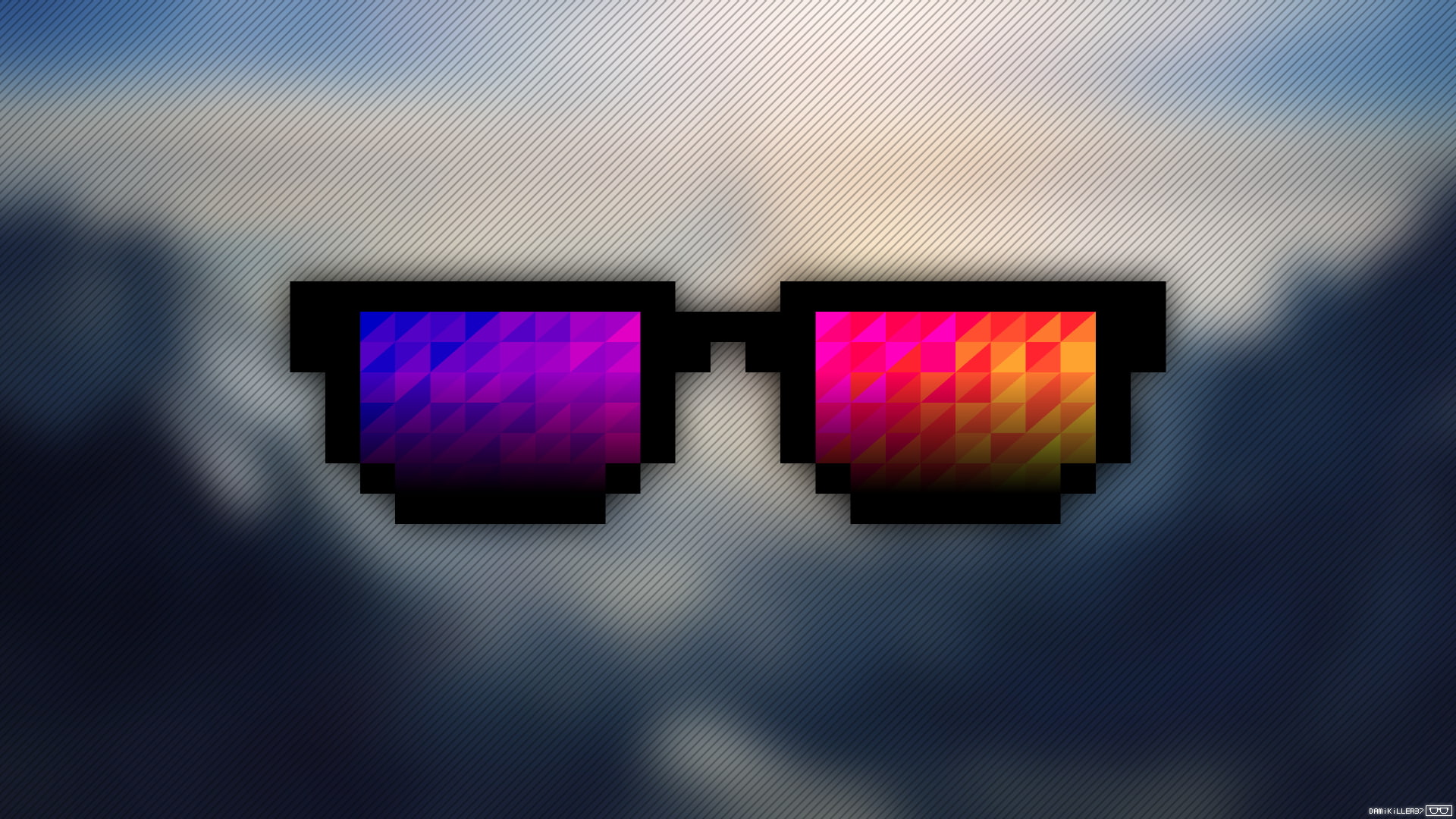 Trixel, glasses, 1080P, pixel art, HD Wallpaper