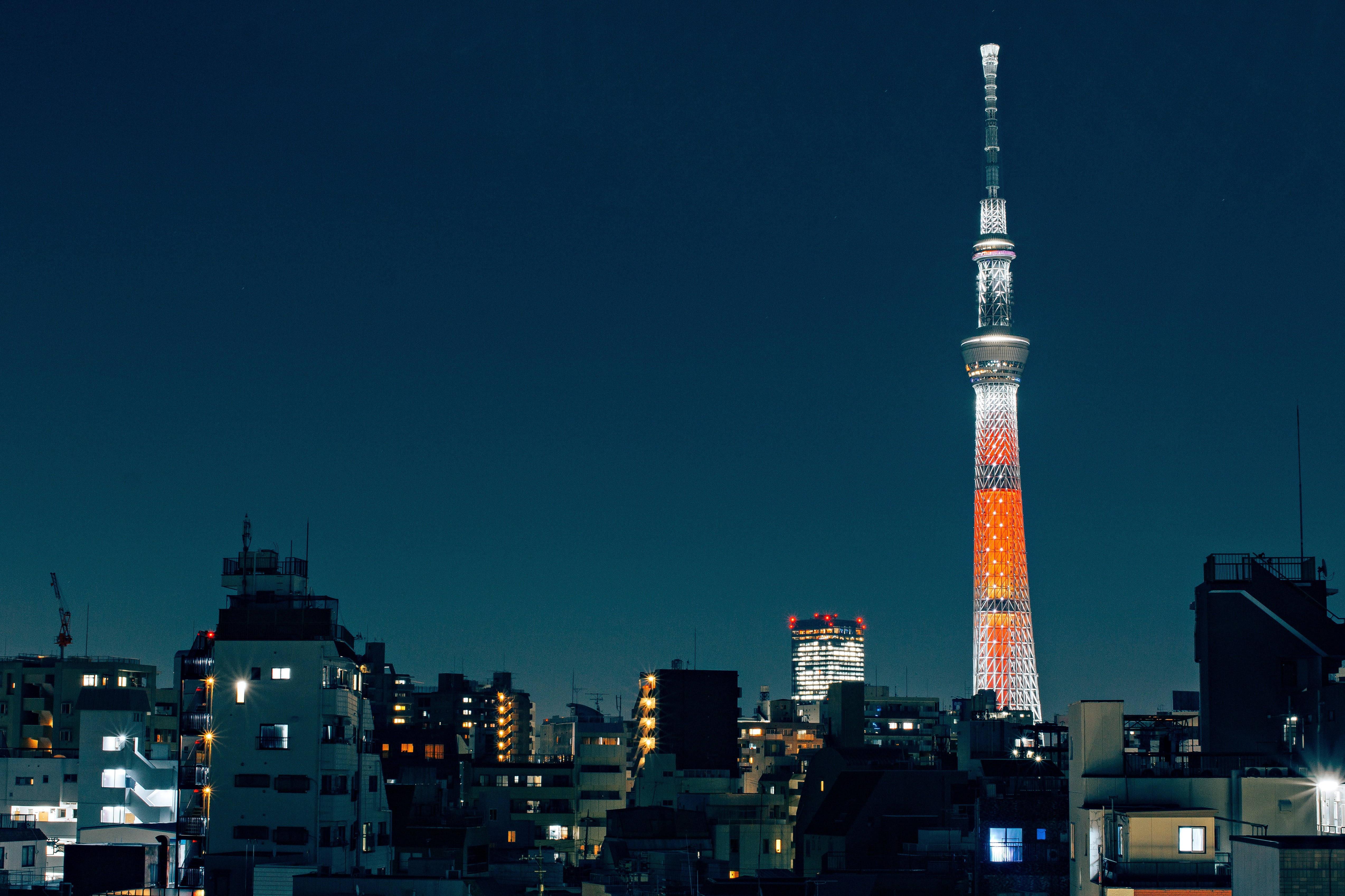 4K, city, industry, travel destinations, night, tower, office building exterior, japan, city life, no people, urban skyline, outdoors, architecture, japanese, HD Wallpaper
