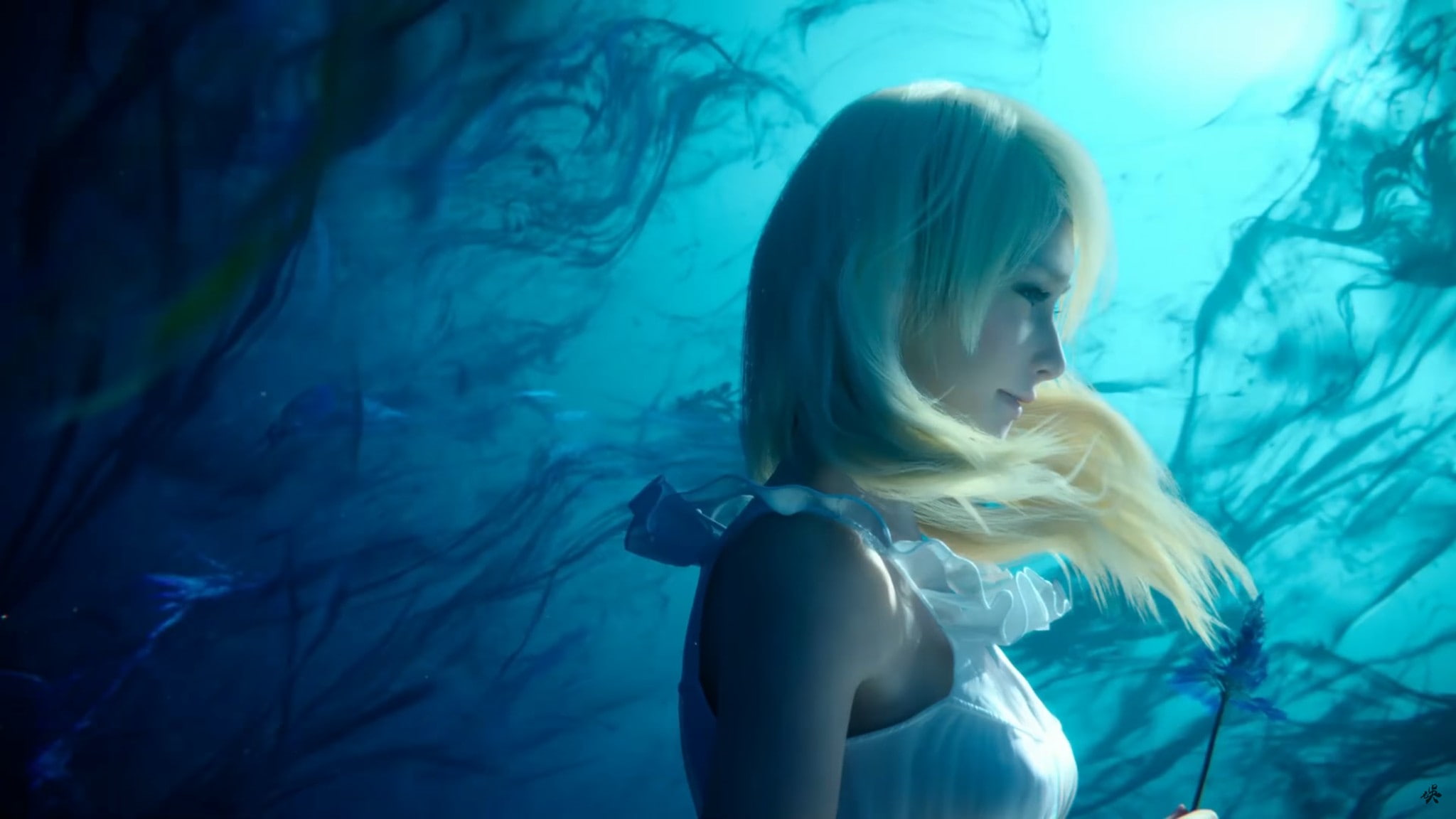 luna final fantasy xv final fantasy xv, swimming pool, one person, beauty, hairstyle, blond hair, nature, beautiful woman, waist up, water, adult, 1080P, HD Wallpaper