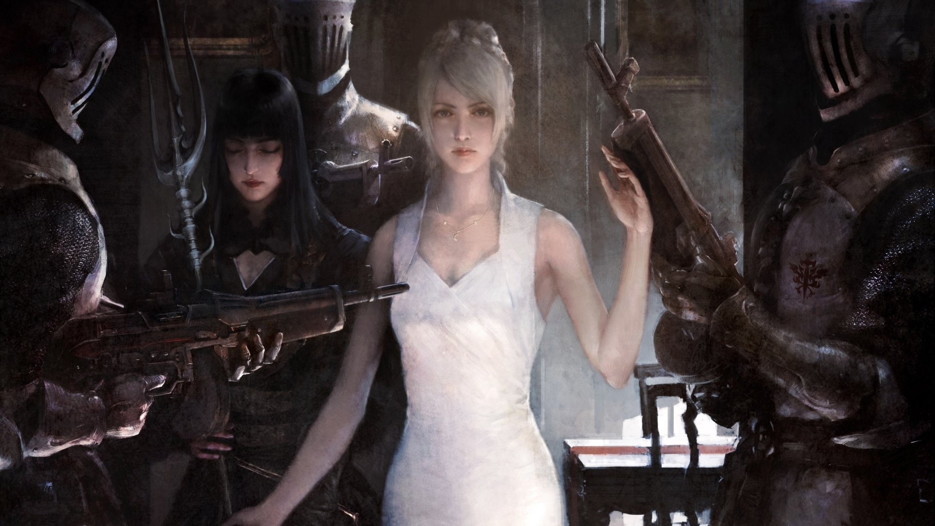 White Hair, White Dress, Weapon, Final Fantasy XV, Warrior, 1080P, Final Fantasy, Girl, Luna (Final Fantasy), HD Wallpaper