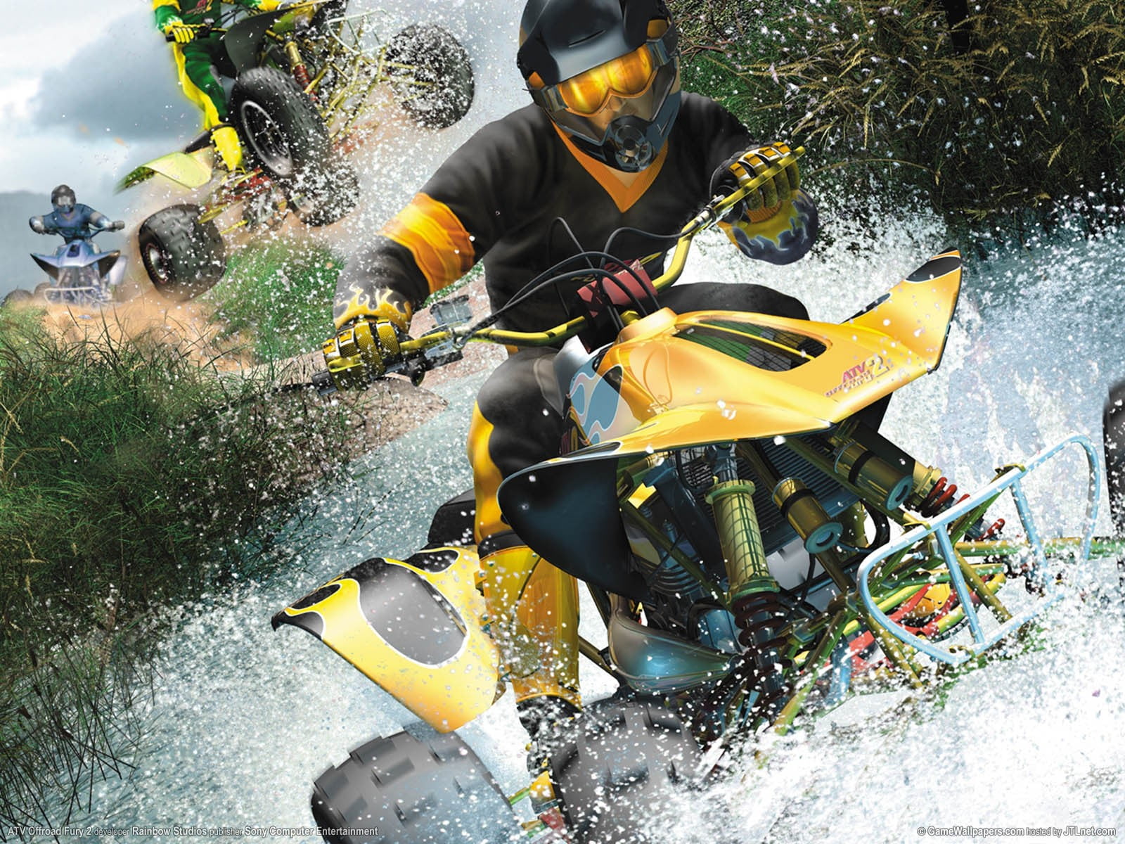 motion, outdoors, ATV Offroad Fury 2, aquatic sport, transportation, 720P, sport, group of people, extreme sports, men, headwear, adventure, helmet, underwater, HD Wallpaper