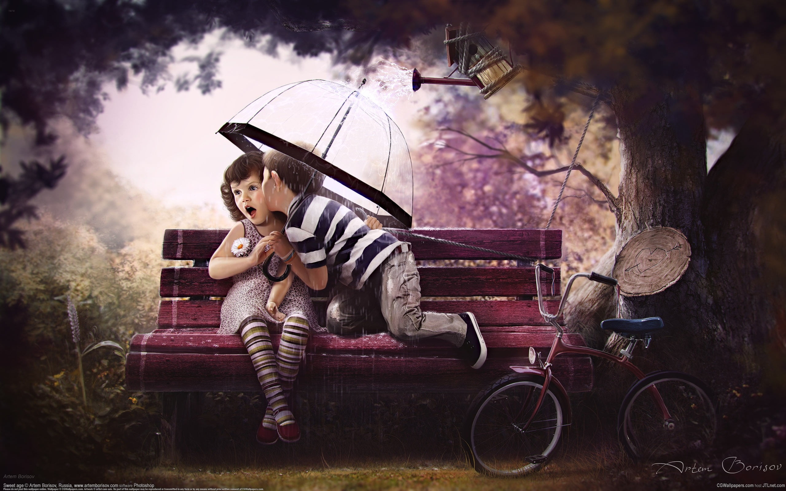 looking at camera, lifestyles, full length, offspring, hat, bike, autumn, artem borisov, child, 2K, sitting, childhood, bench, enjoyment, happiness, near, HD Wallpaper