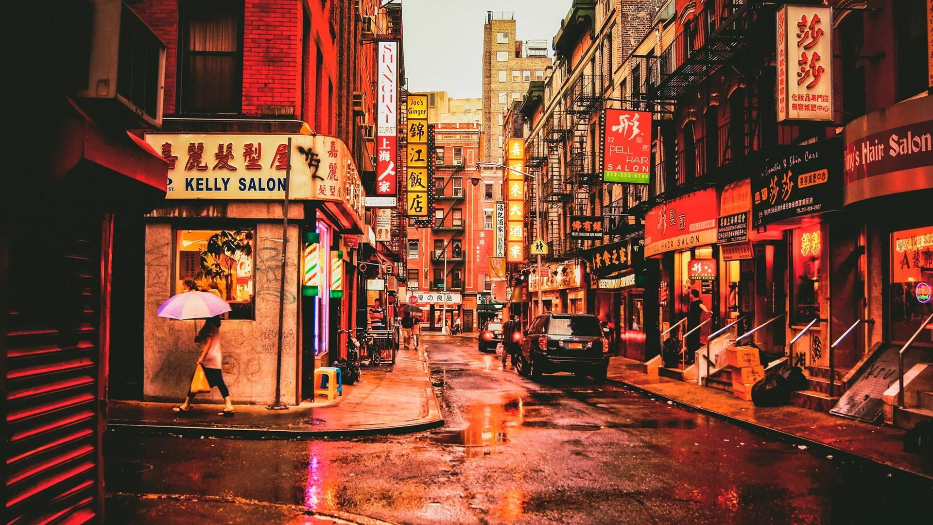 architecture, incidental people, sunset, neighbourhood, wet, night, street, evening, mode of transportation, metropolitan area, illuminated, built structure, HD Wallpaper