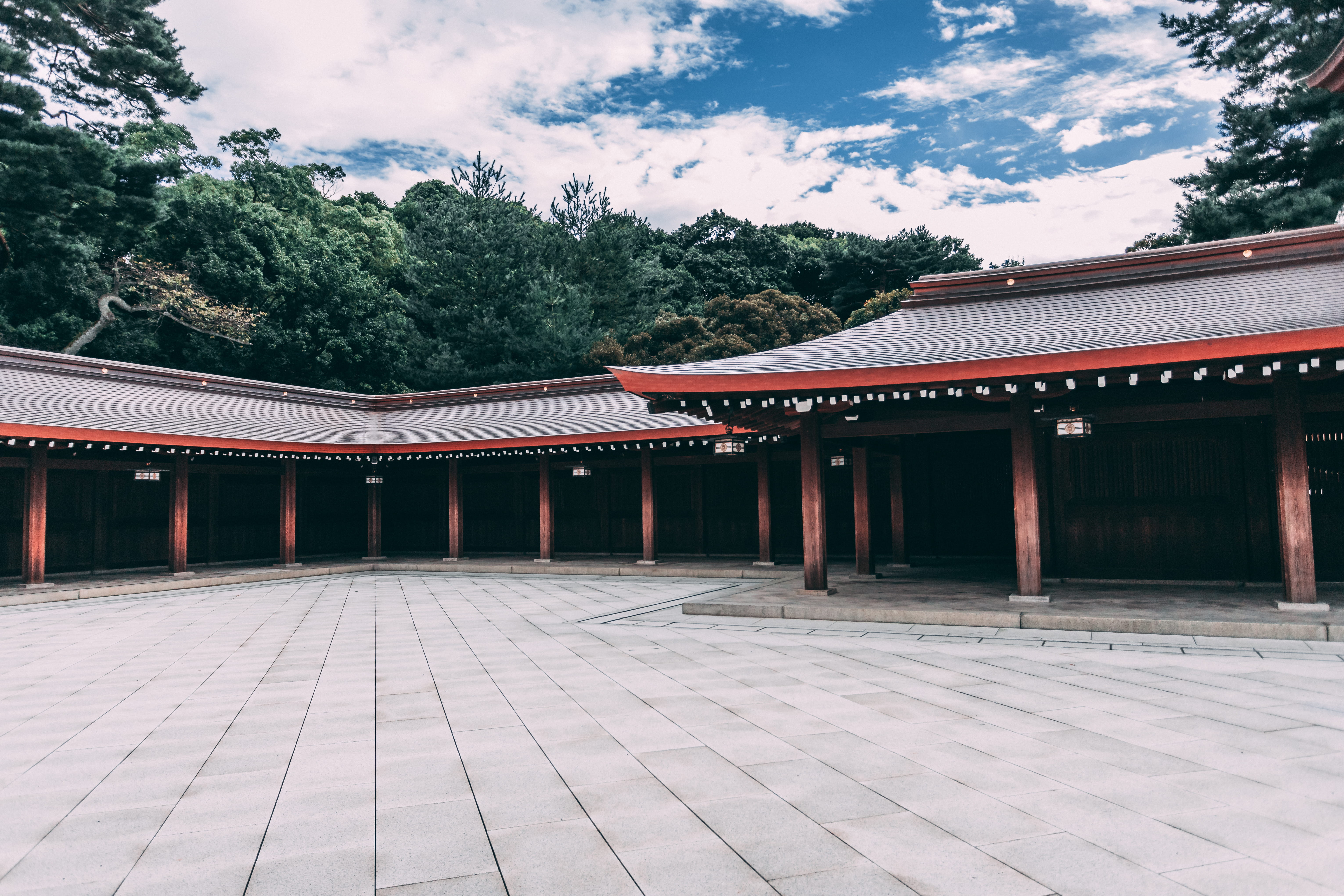 place of worship, shibuya-ku, sky, no people, 5K, nature, cloud - sky, belief, asia, shrine, background, roof, travel, spirituality, tokyo, built structure, HD Wallpaper
