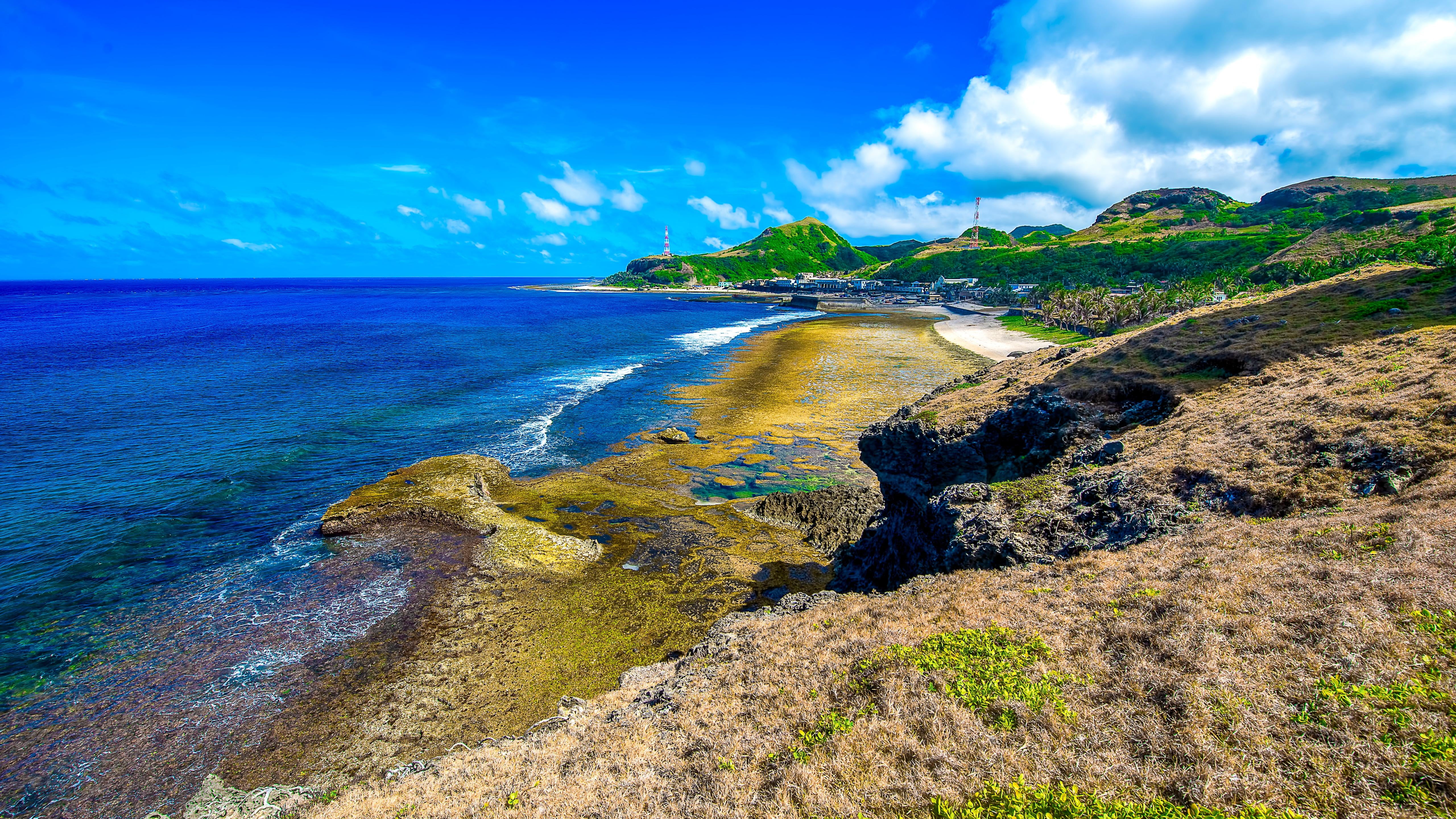 outdoors, 5K, non-urban scene, nature, sky, rocky coastline, travel, philippines, basco batanes, rock, clouds, no people, horizon, landscape, scenics - nature, HD Wallpaper