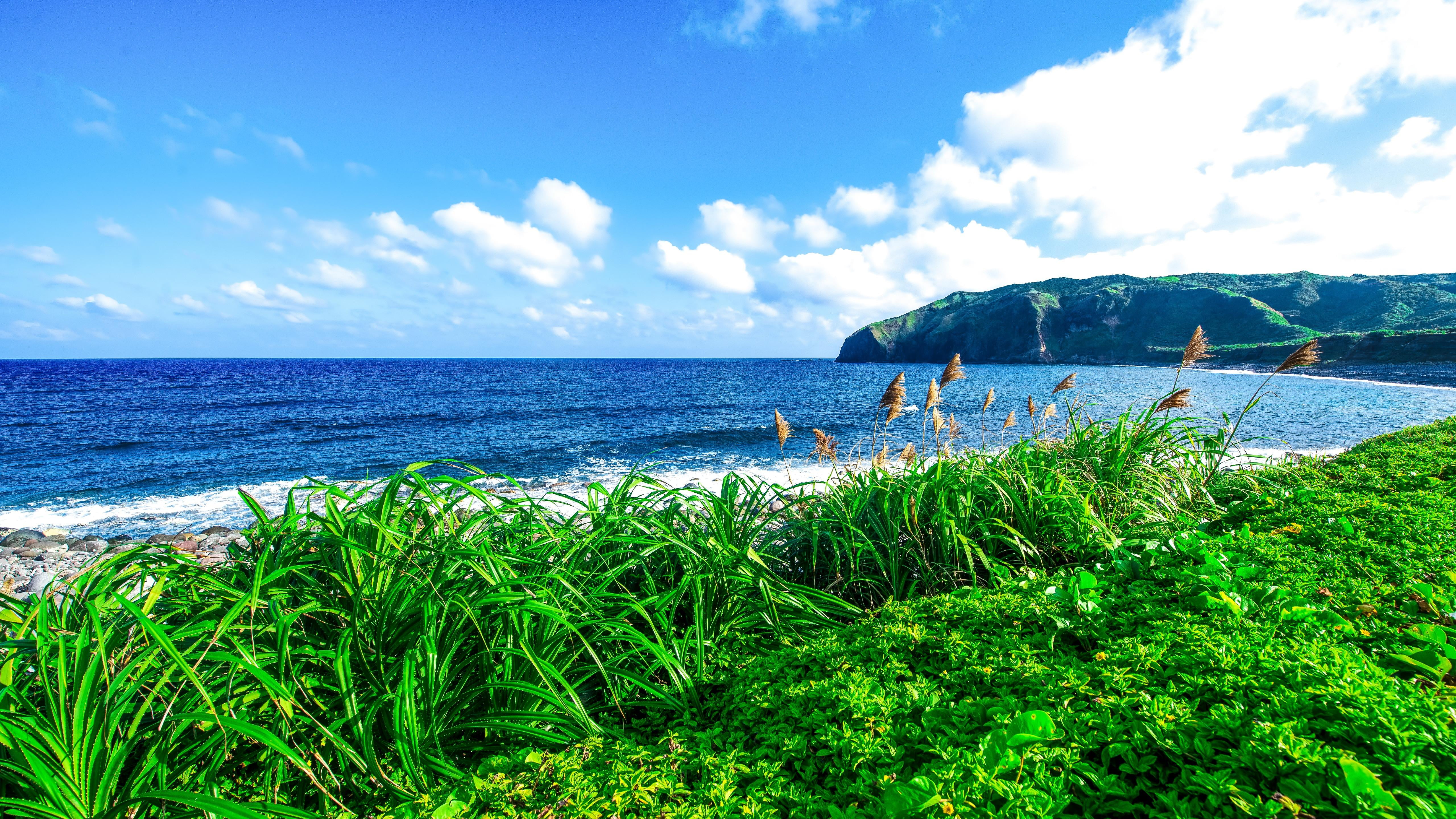 horizon, 5K, landscape, sea, travel, photography, batanes, adventure, growth, scenics - nature, cloud - sky, non-urban scene, plant, green color, tranquil scene, HD Wallpaper