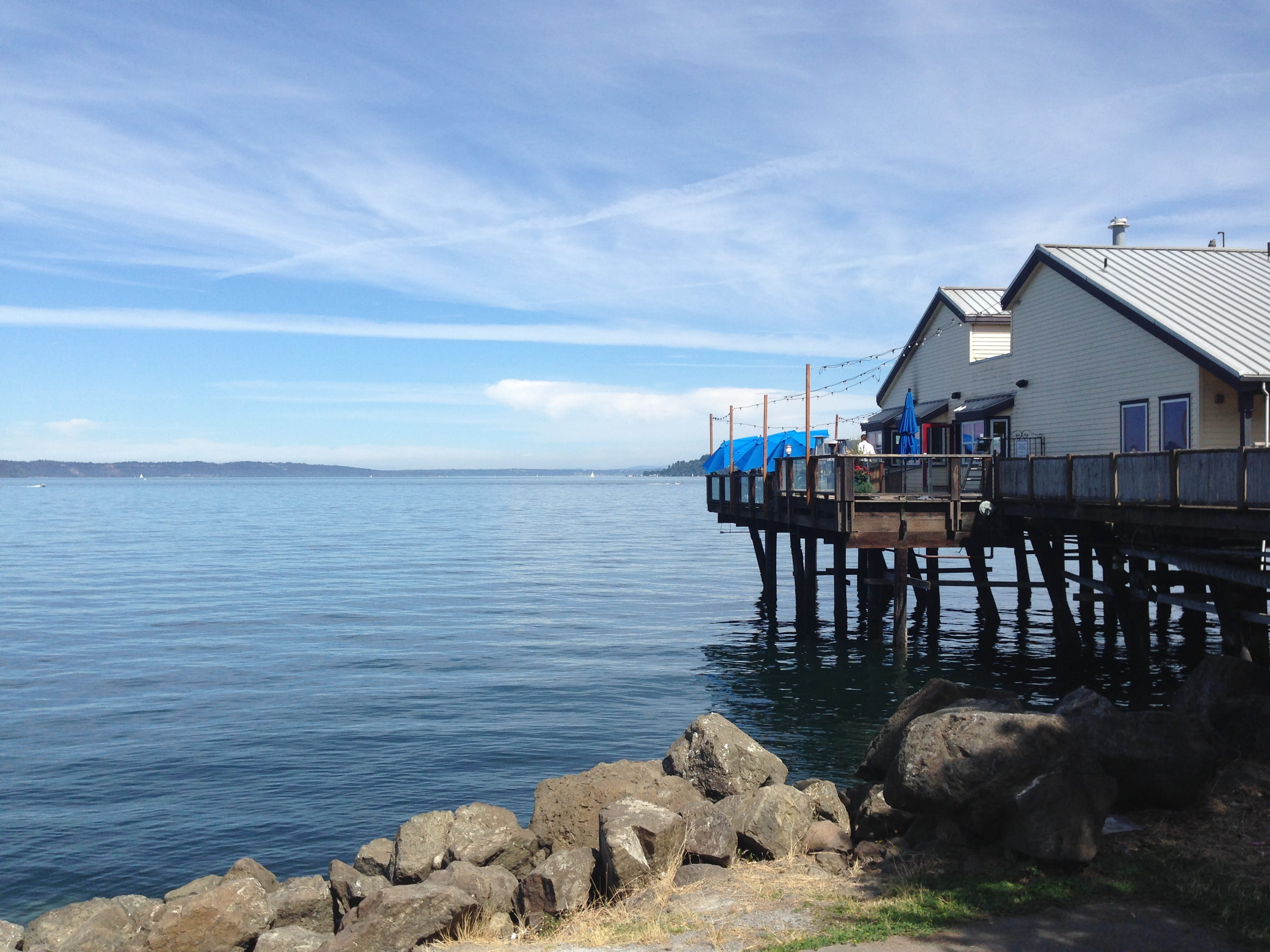 Landscape, beach, building exterior, summer, rock, sea, beauty in nature, no people, building, cloud - sky, day, house, stilt house, tranquility, Outdoor, HD Wallpaper
