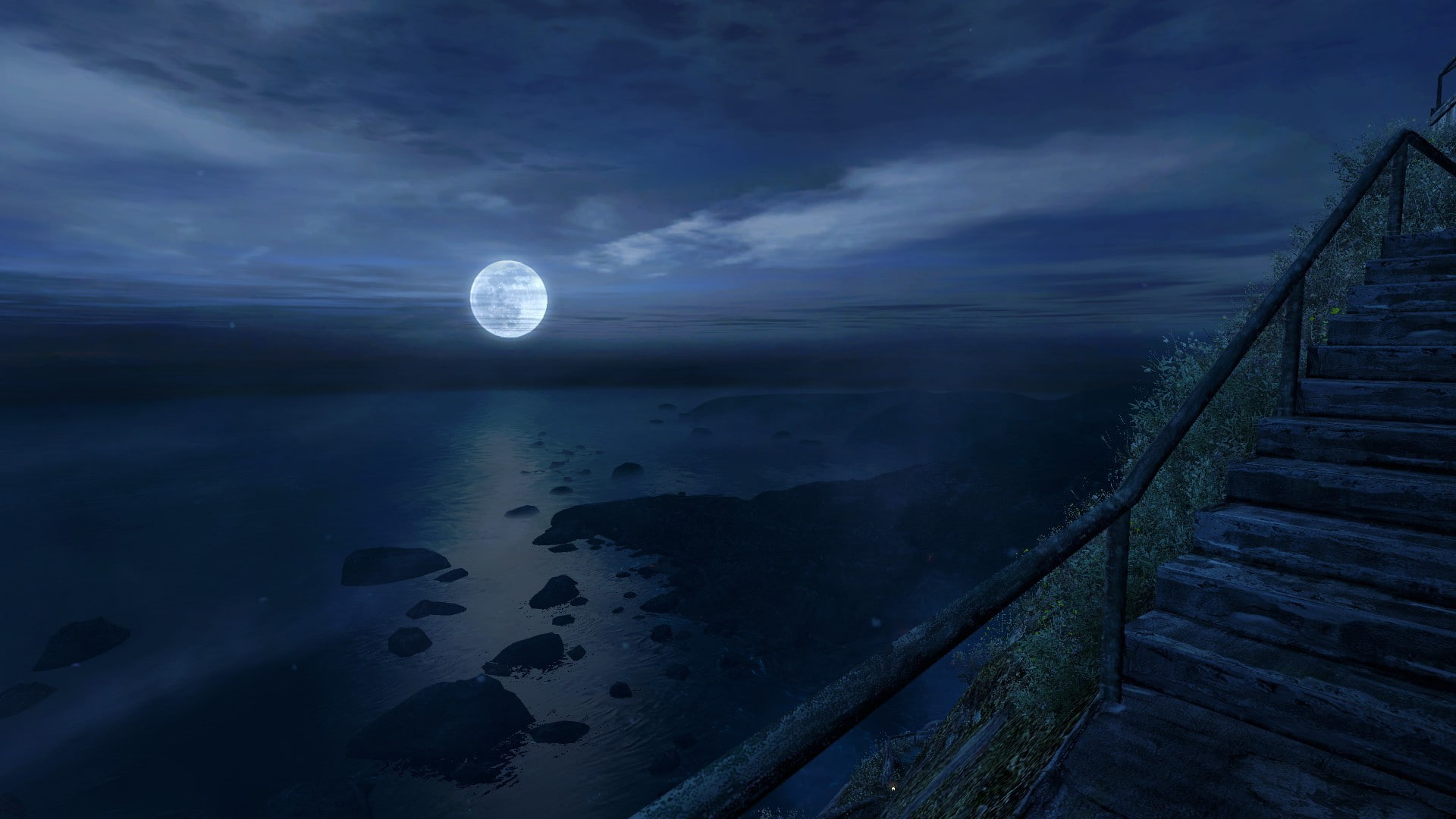 tranquility, tranquil scene, Dear Esther, full moon, Source Engine, beauty in nature, nature, outdoors, horizon over water, beach, no people, video games, HD Wallpaper