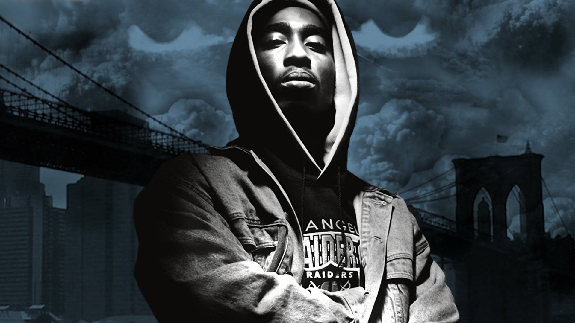 emotion, men, night, s, focus on foreground, grayscale, Singers, architecture, Tupac Shakur, outdoors, city, 2Pac, portrait, man, communication, casual clothing, HD Wallpaper