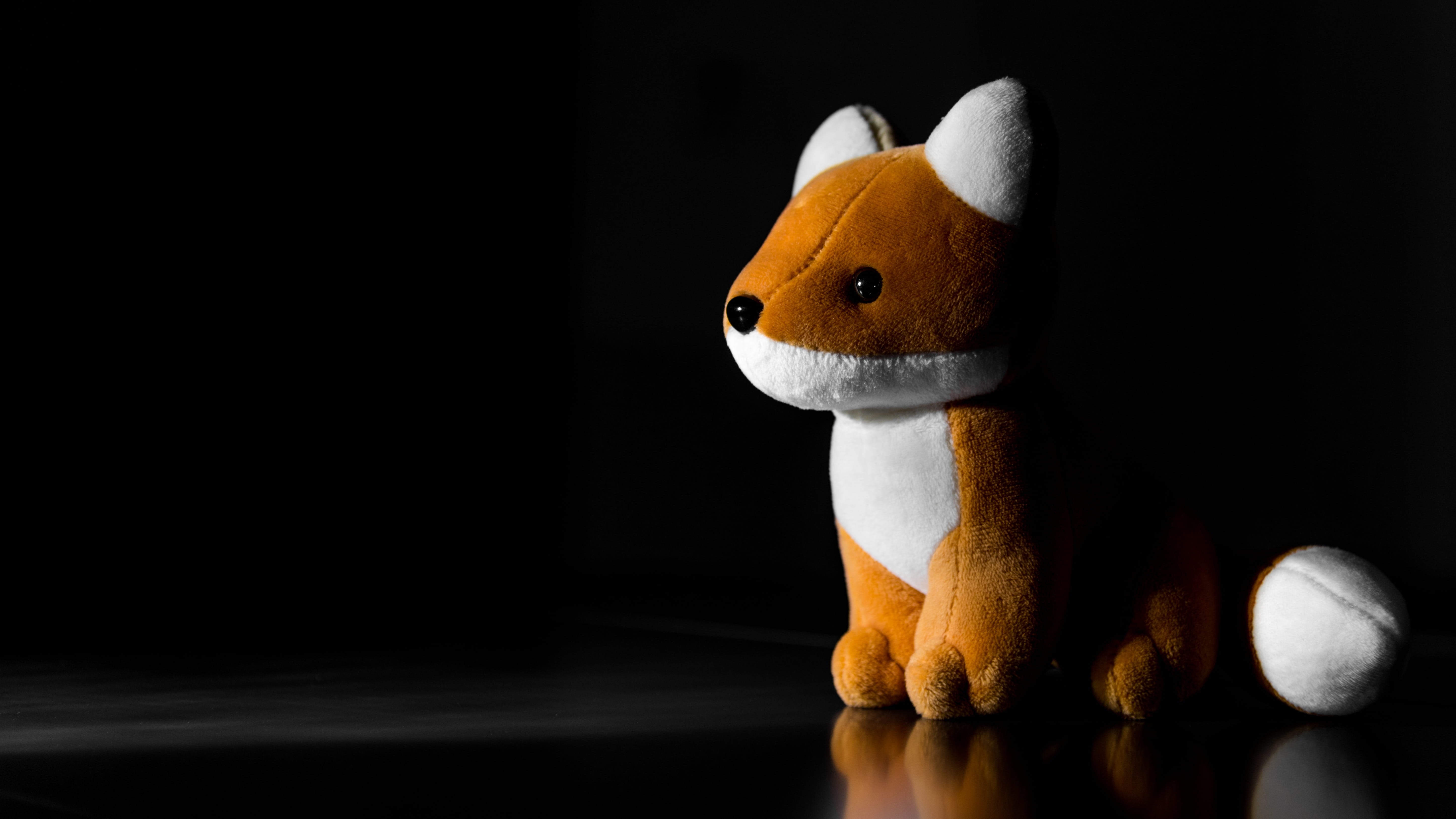 orange color, still life, plush toy, animal representation, indoors, copy space, softness, representation, toy, black background, stuffed toy, animal themes, HD Wallpaper