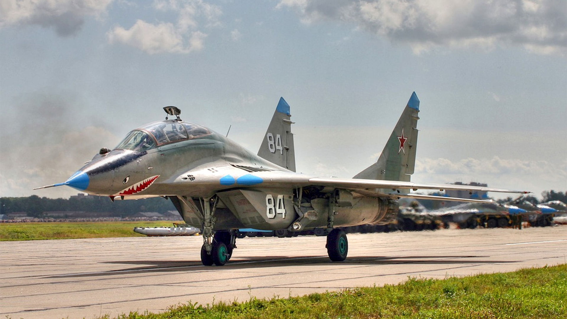 Fulcrum, white, single object, military, uS Air Force, gray, armed Forces, propeller, sky, air, air Vehicle, 1080P, OKB MiG, flying, MiG-29UB, teacher, HD Wallpaper