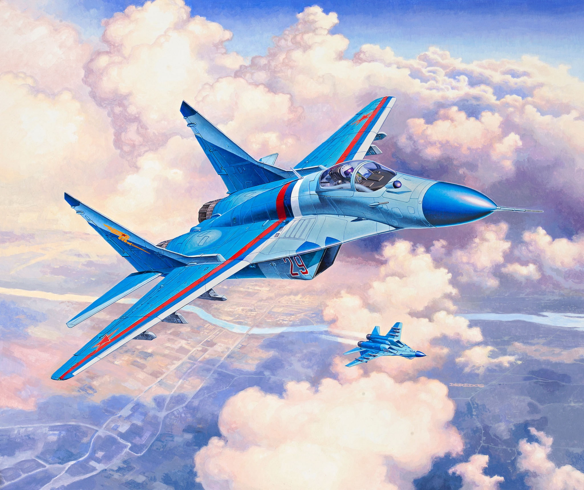 Russian fighter, The MiG-29S, the fourth generation fighter, 1080P, art, Fulcrum, Russia, Videoconferencing Russia, HD Wallpaper