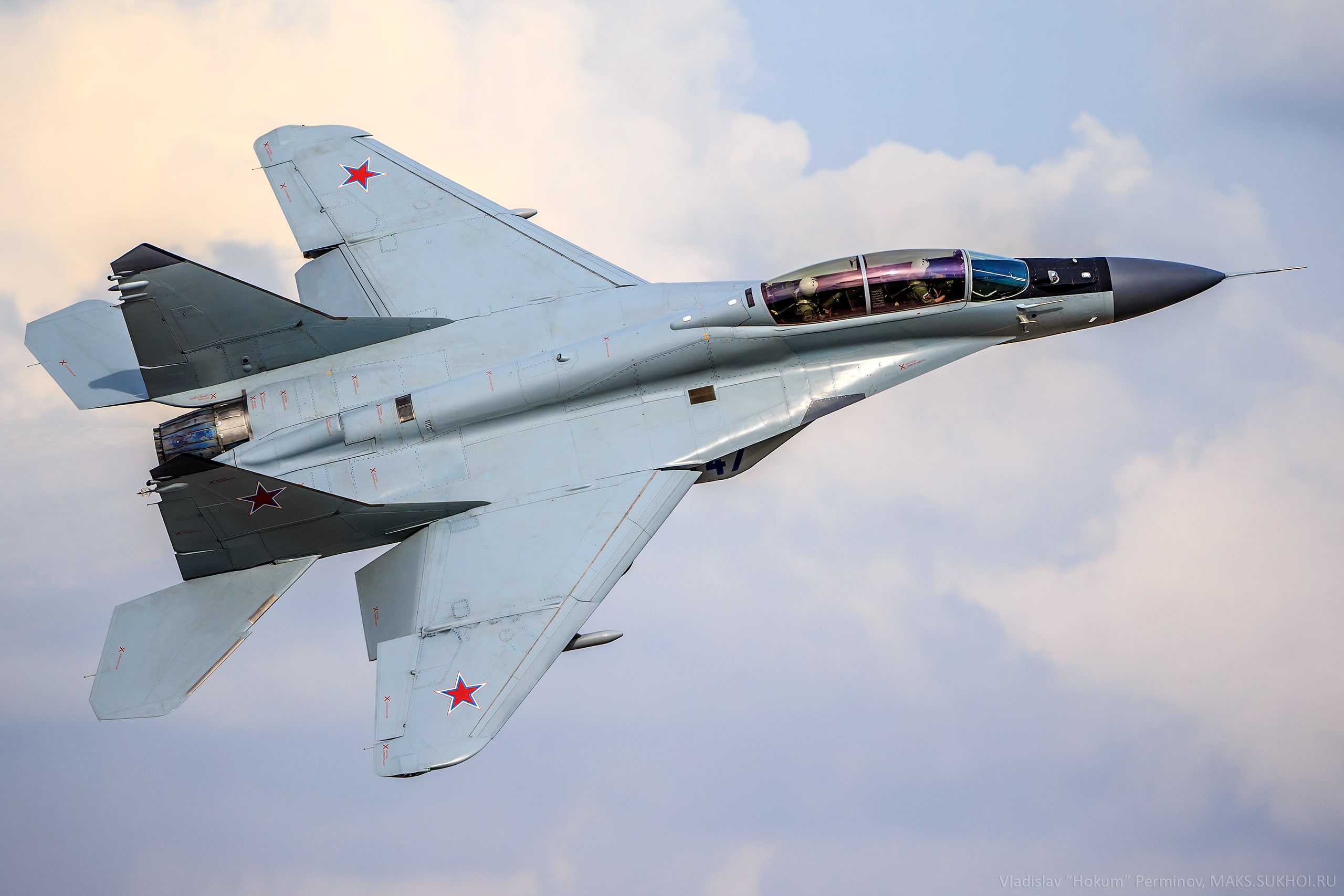 the plane, Fulcrum-F, multipurpose, 2K, jet, fighter, gray, The MiG-35, The Russian air force, generation " 4++", Russian, HD Wallpaper