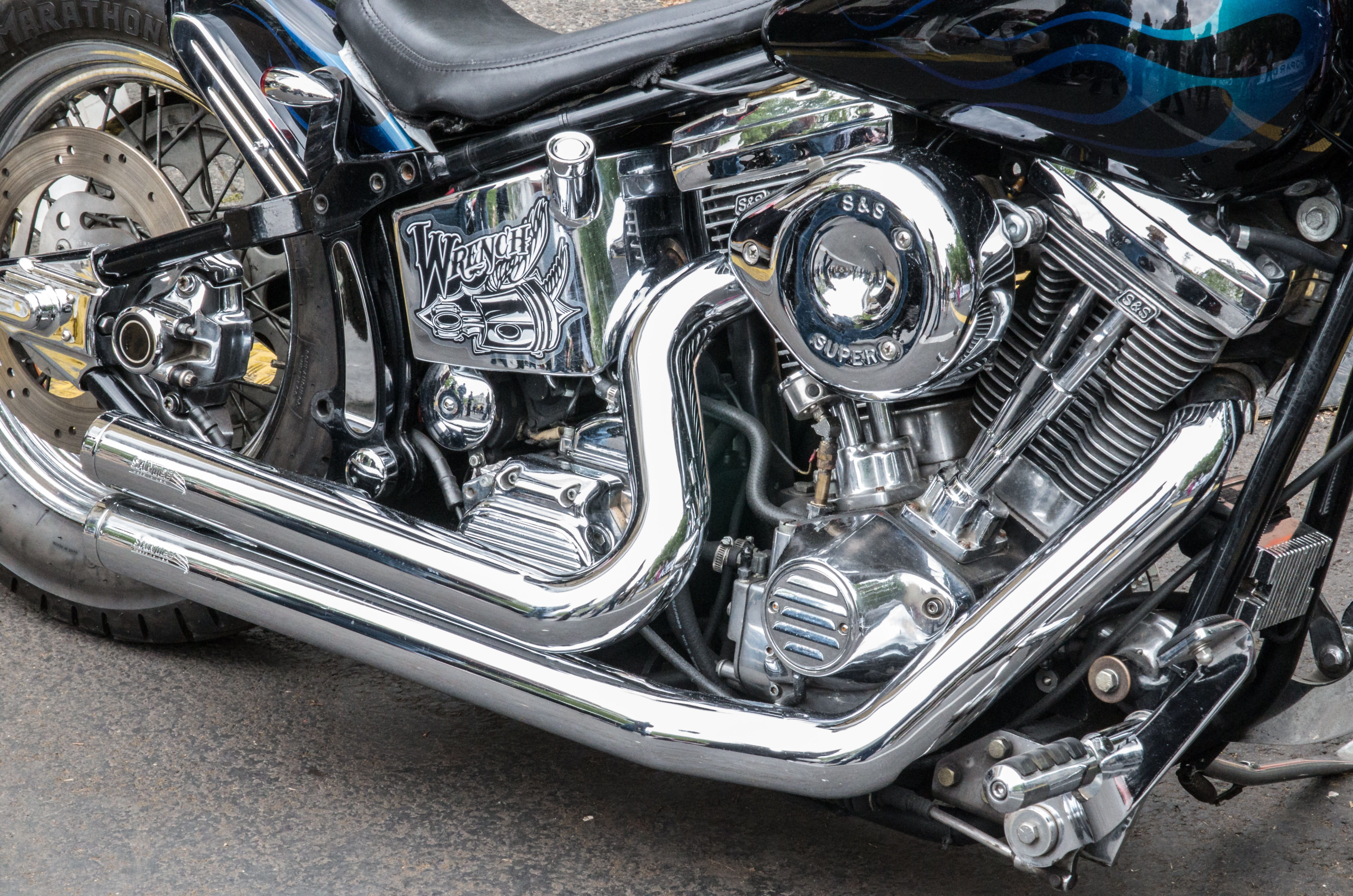 two wheeled vehicle, chrome plated, silver colored, engine, chrome, construction, harley davidson, car, motors, outdoors, shiny, luxury, travel, close up, HD Wallpaper