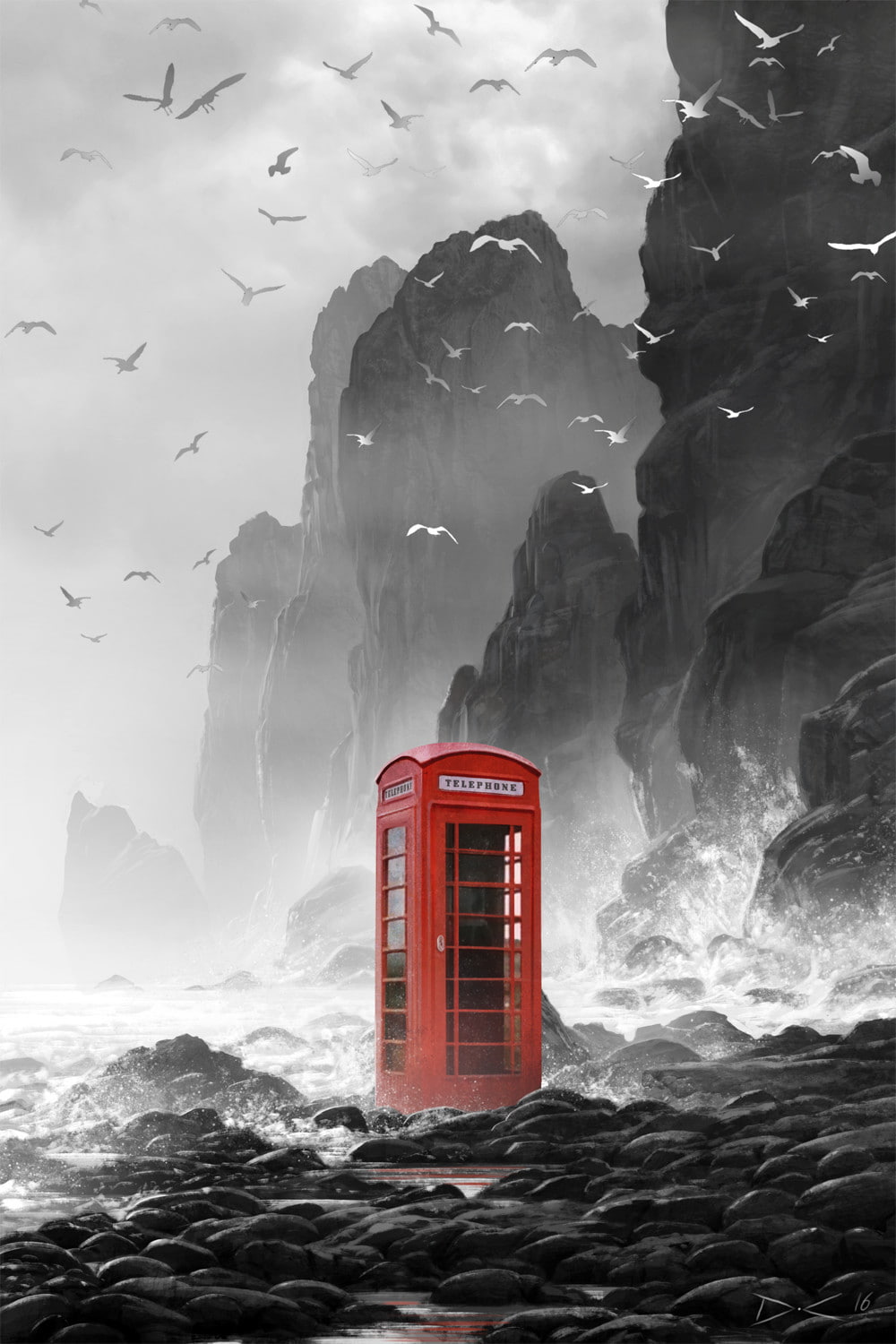 no people, sky, sea, scenics - nature, cliff, motion, accidents and disasters, Daniel Conway, red, birds, power, 720P, cloud - sky, water, rocks, communication, Phone HD Wallpaper