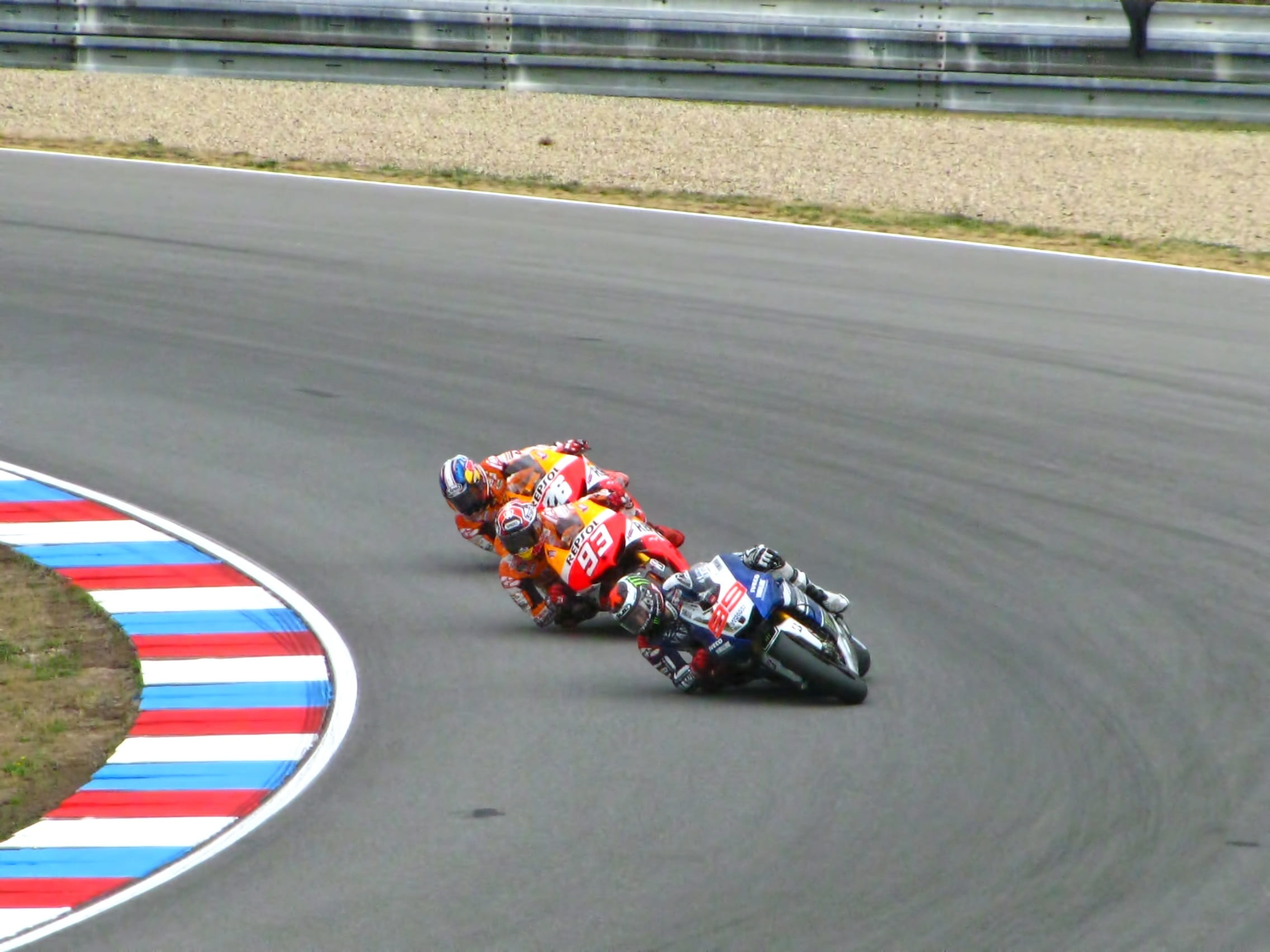 three, road, race, motogp, people, motorsport, freedom, high angle view, city, circuit, sports helmet, sports, mode of transportation, helmet, track, honda, HD Wallpaper